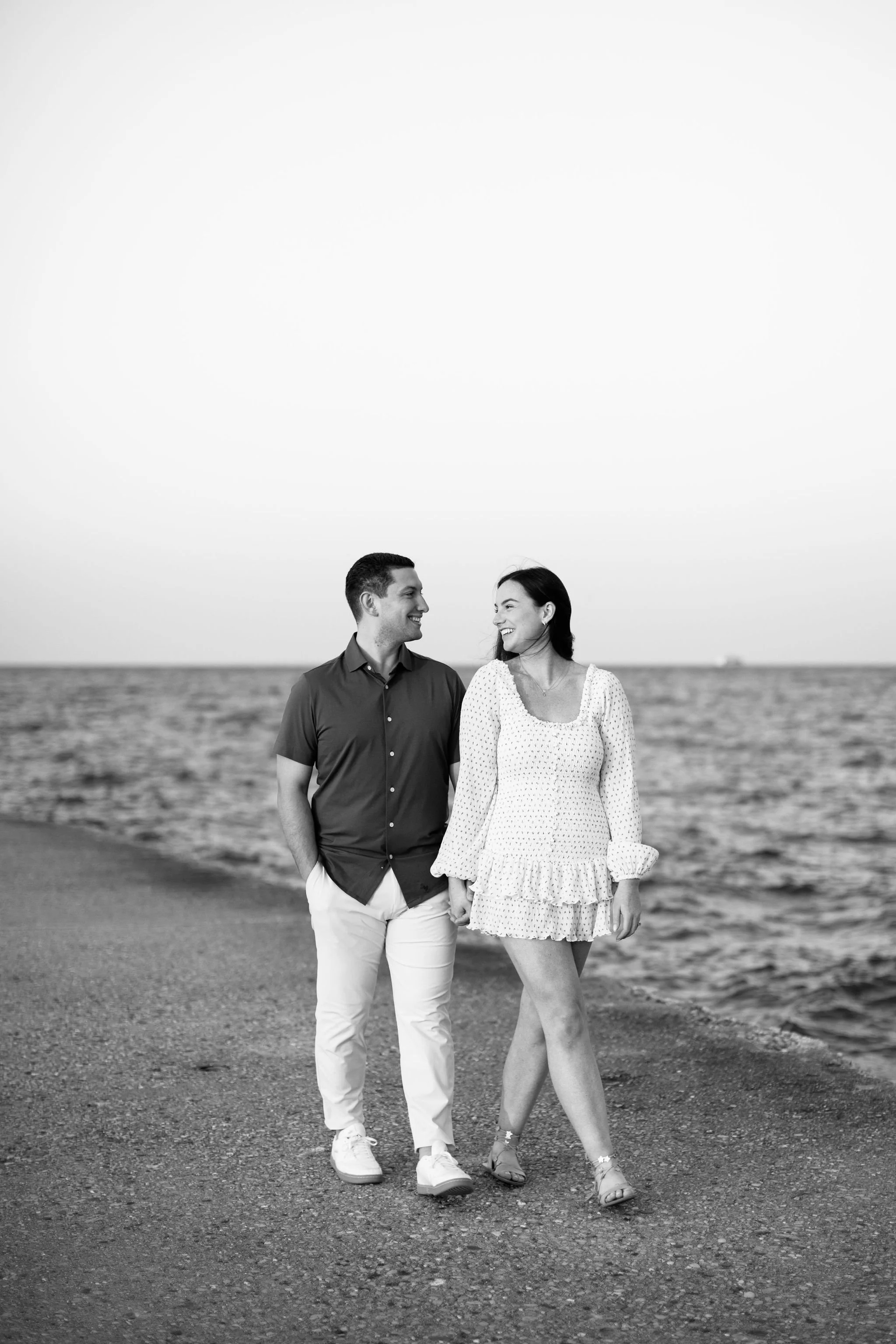 Candid engagement photo in Chicago
