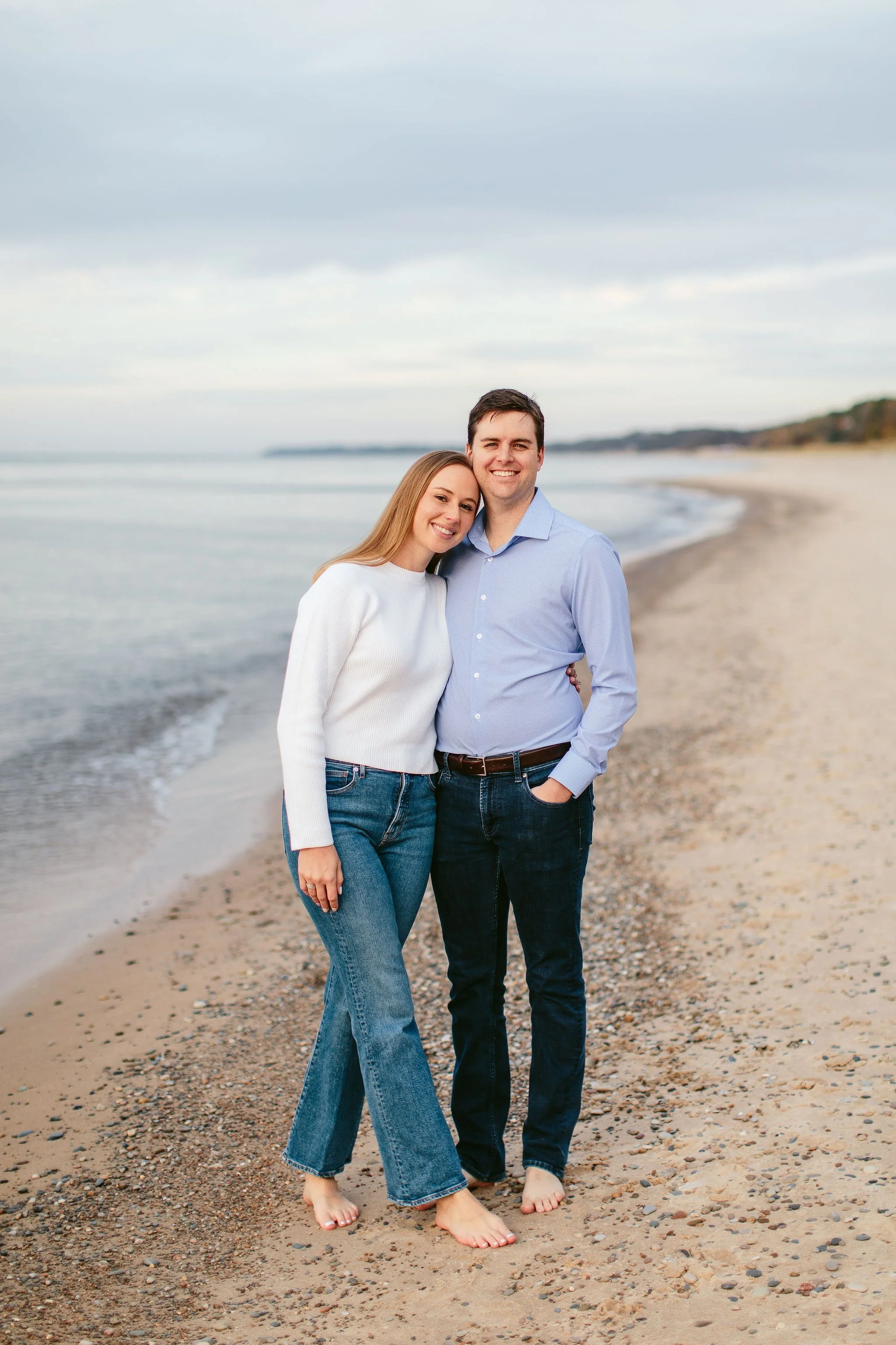 engagement photos on lake michigan
