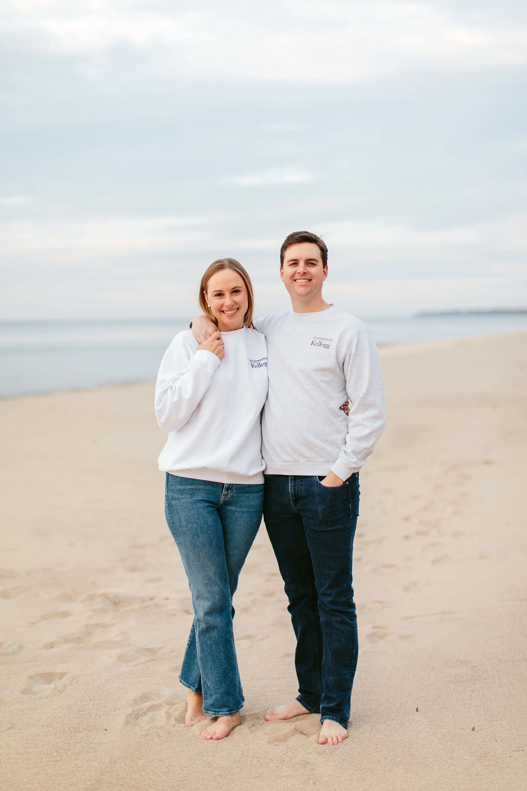 engagement session in sweatshirts