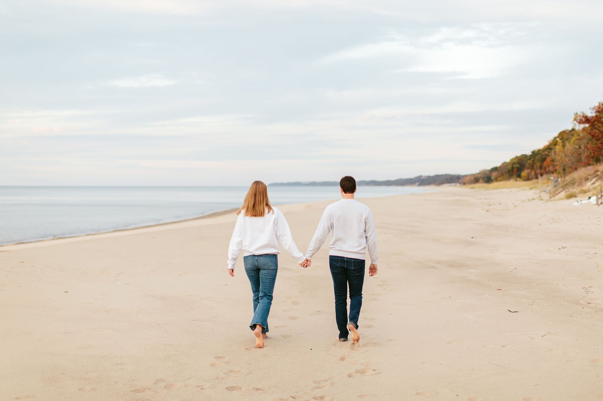 beach engagement in sawyer, mi