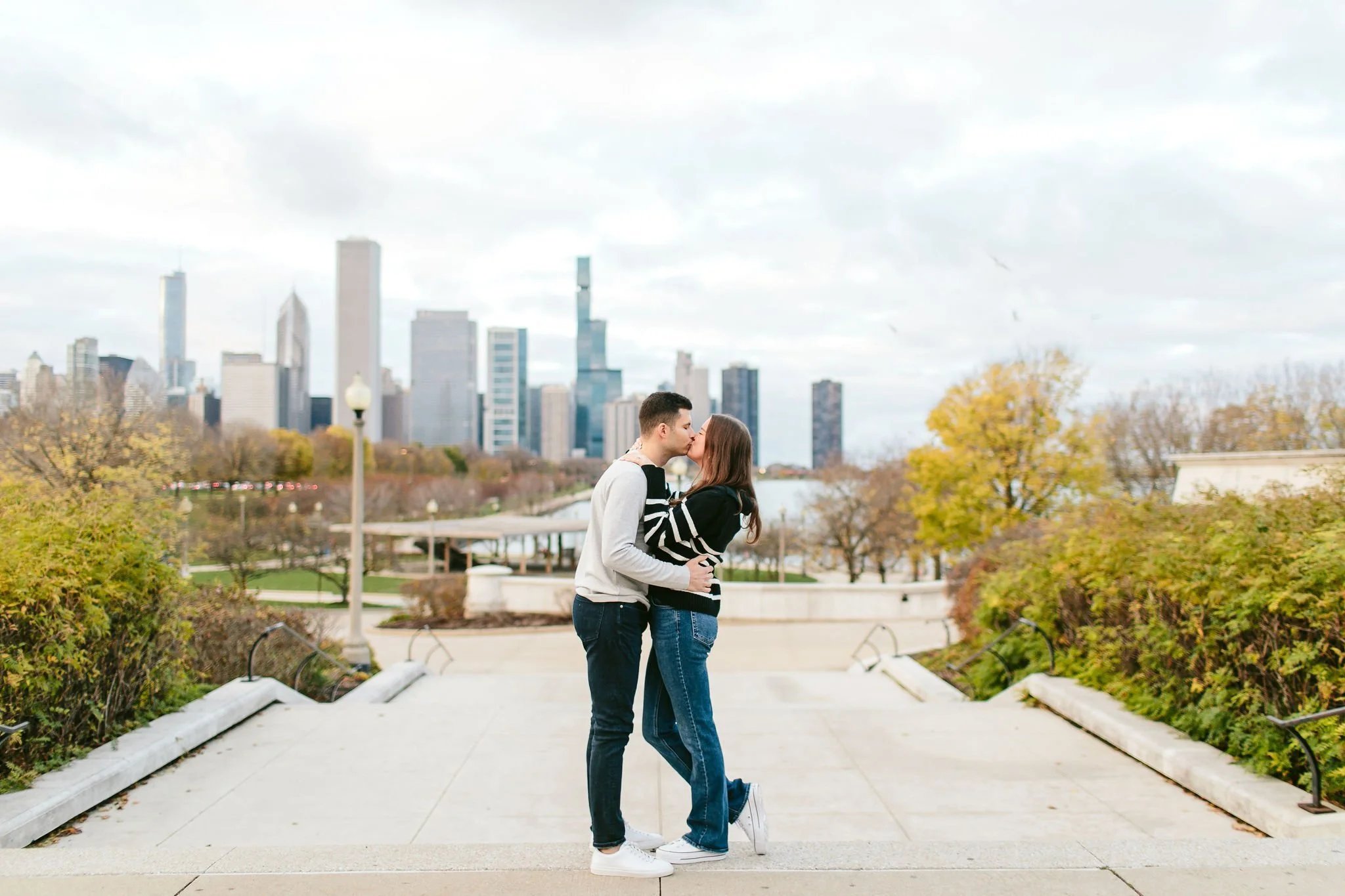 Caroline + Brad, Fall Field Museum Engagement Session