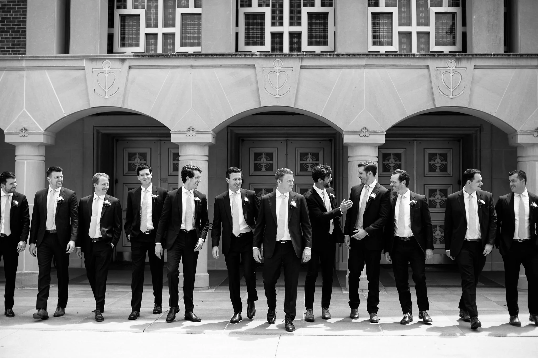 Groomsmen portrait at Saints Faith, Hope, and Charity church