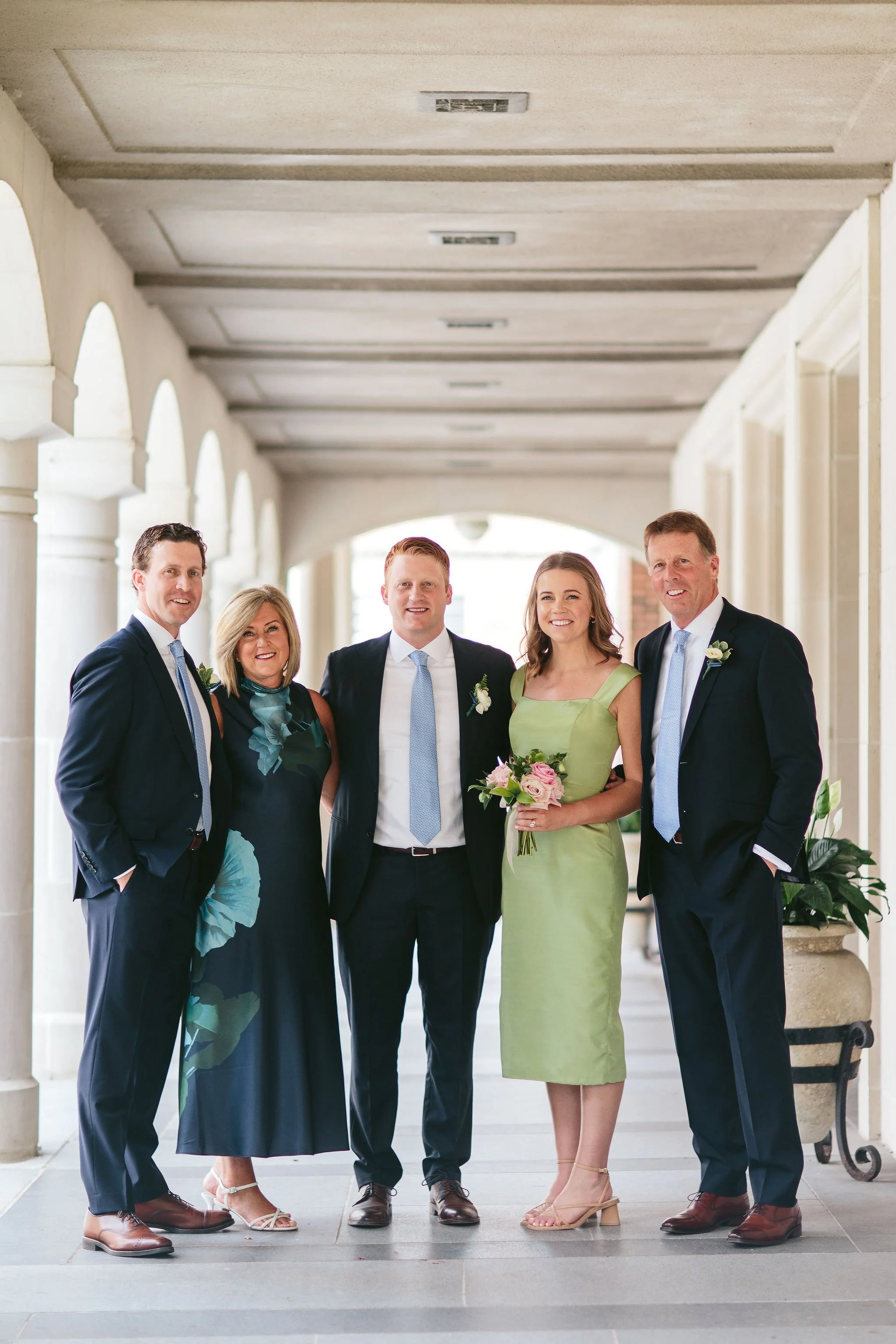 Family wedding photos at Winnetka, IL church