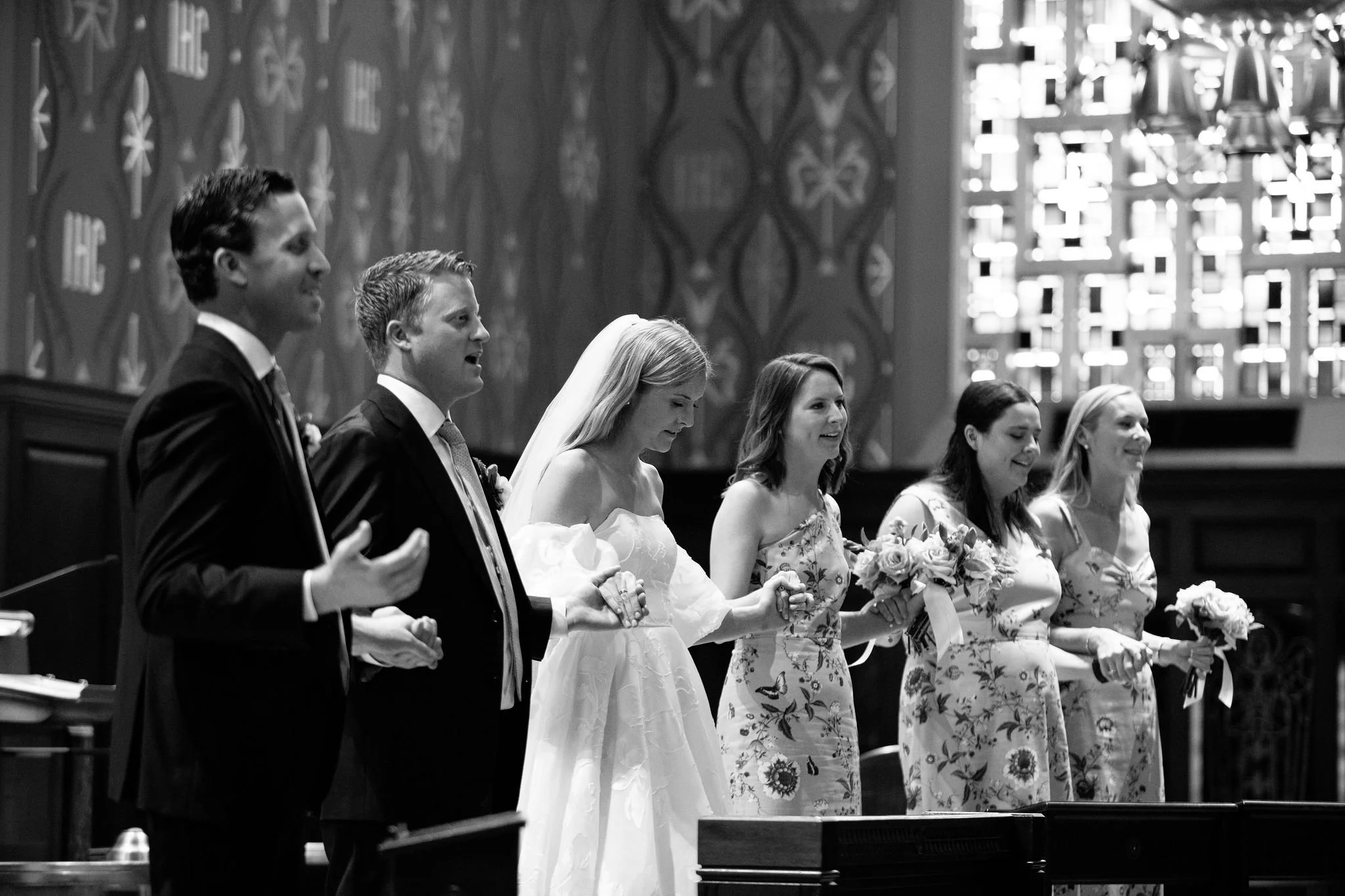 Intimate wedding ceremony in Winnetka, at Saints Faith, Hope, and Charity church.