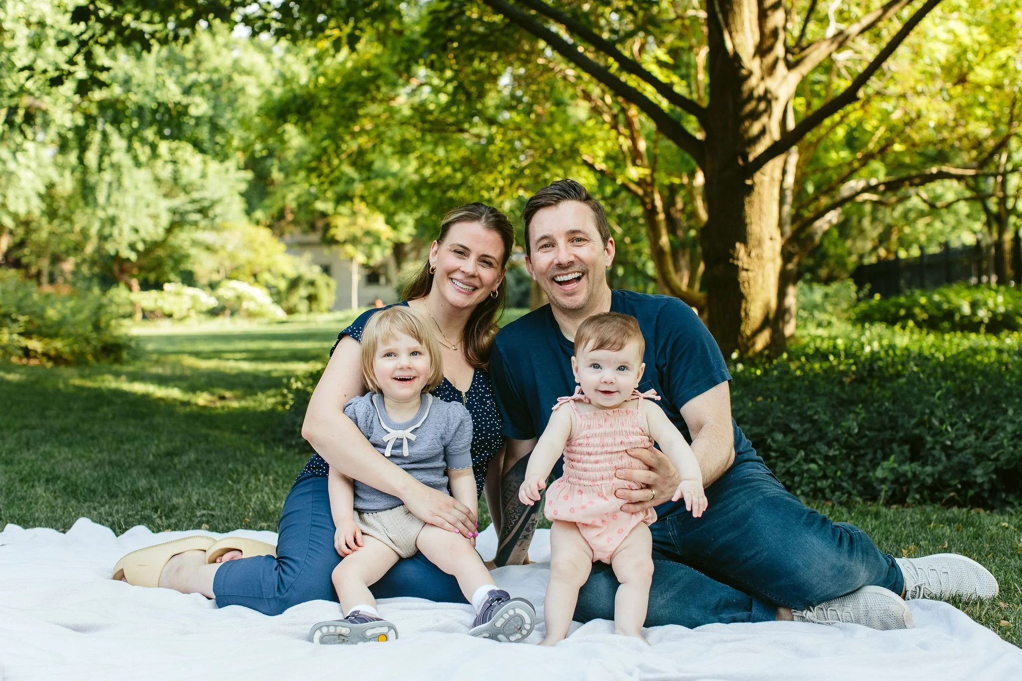a young family during a portrait session in Oak Park, IL