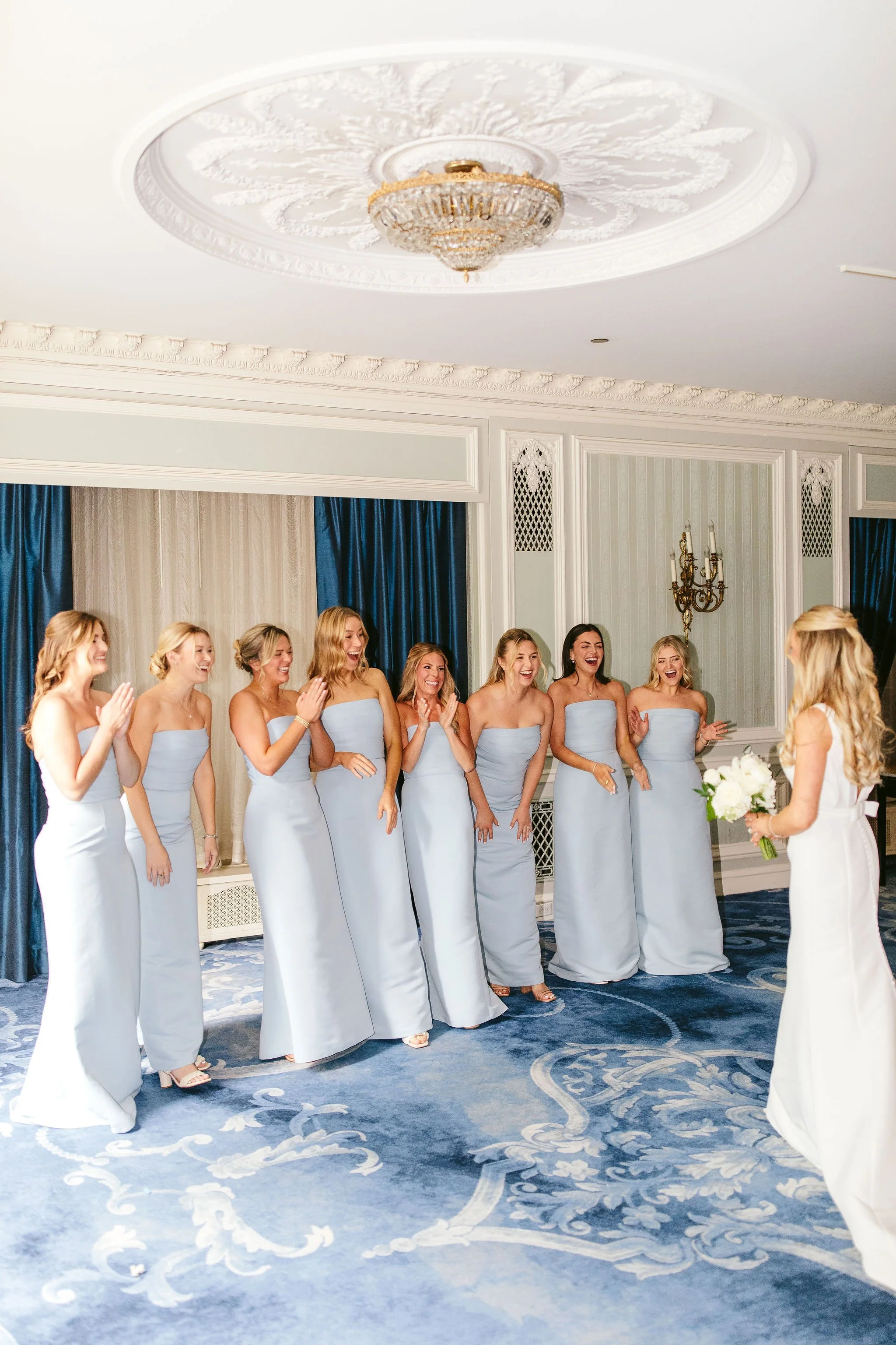 first look with bridesmaids chicago wedding