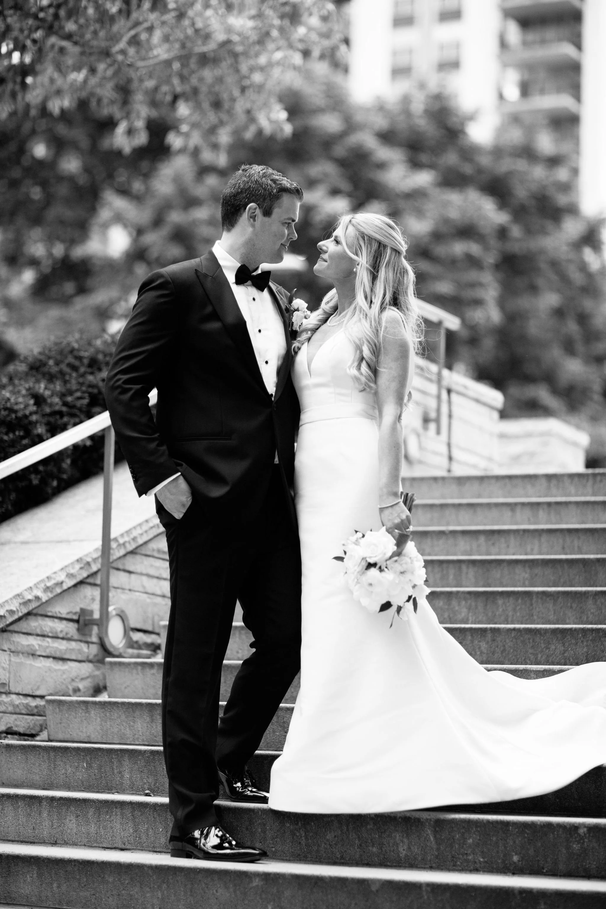 bride and groom photos at lakeshore east