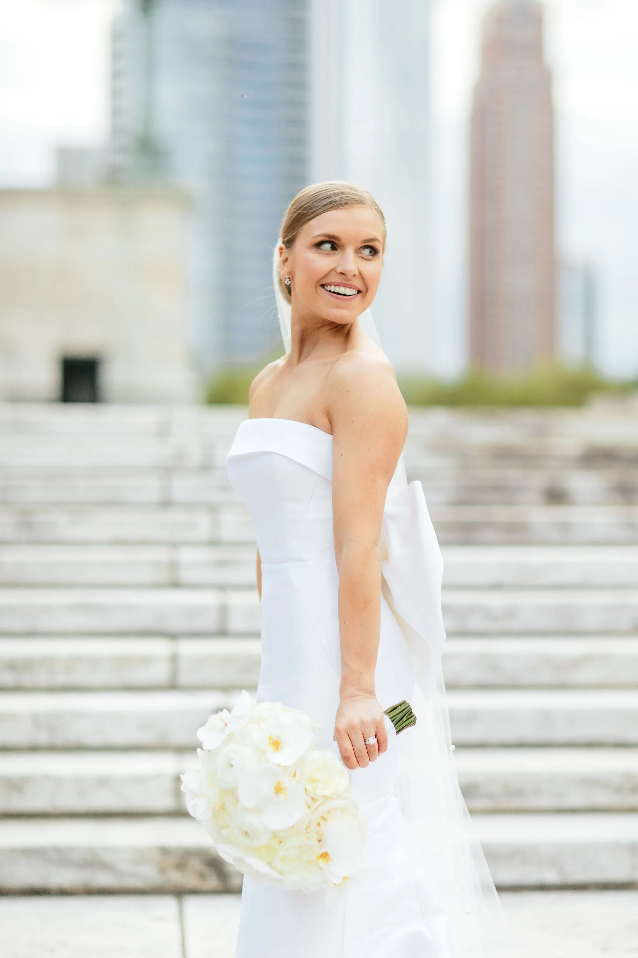 bridal portrait at adler planetarium wedding