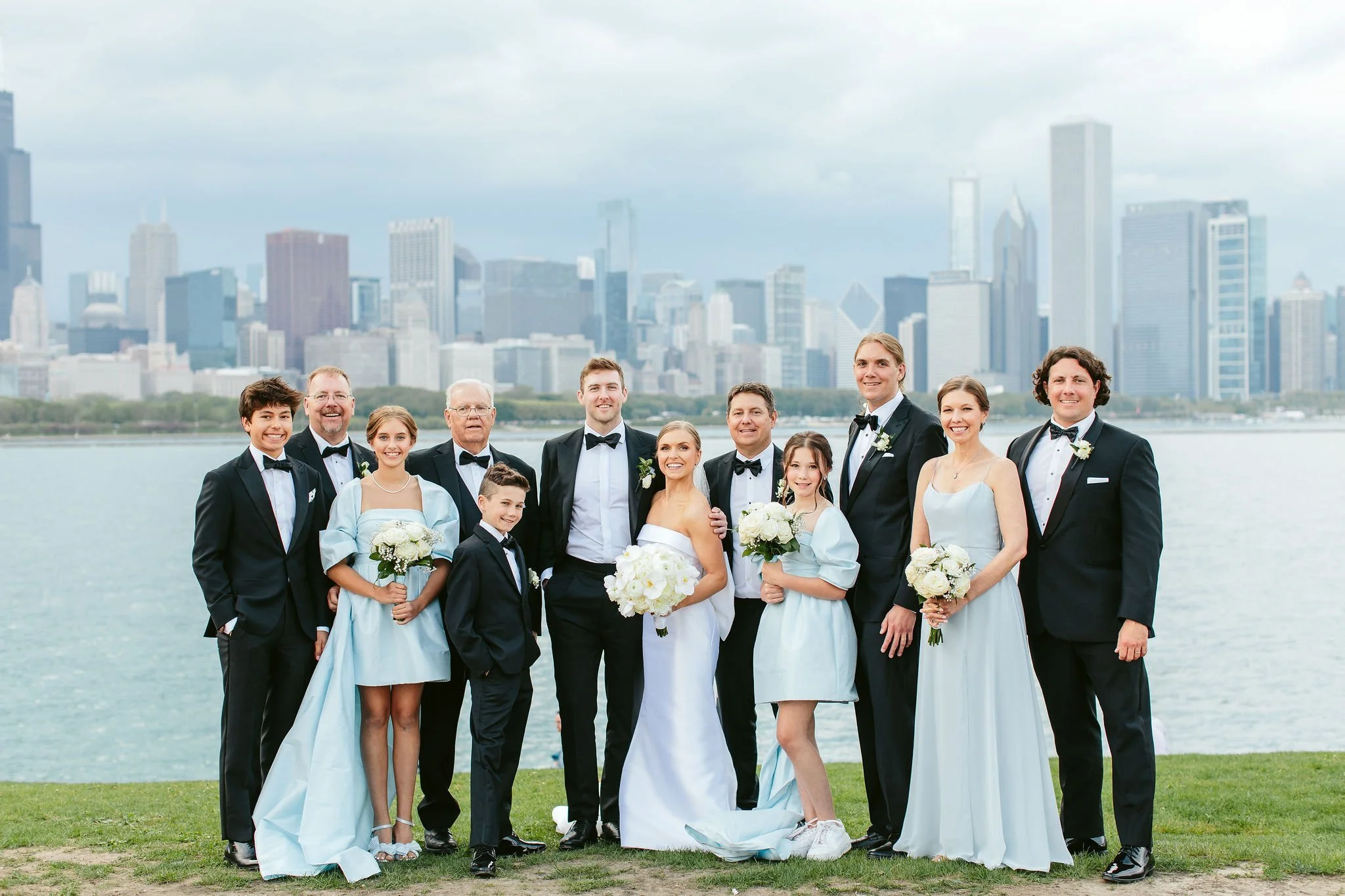 wedding party at adler planetarium wedding