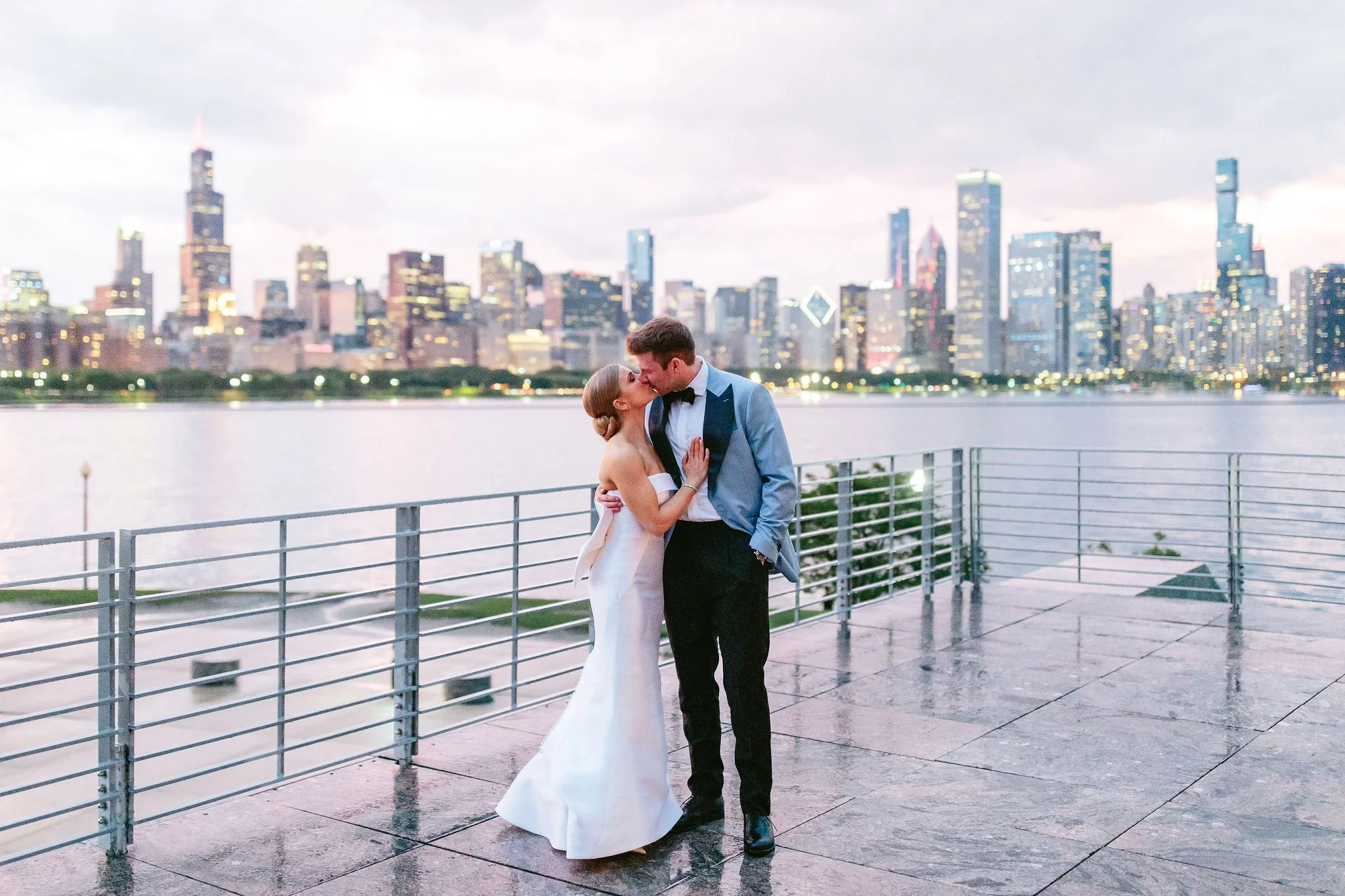 adler planetarium wedding sunset portraits