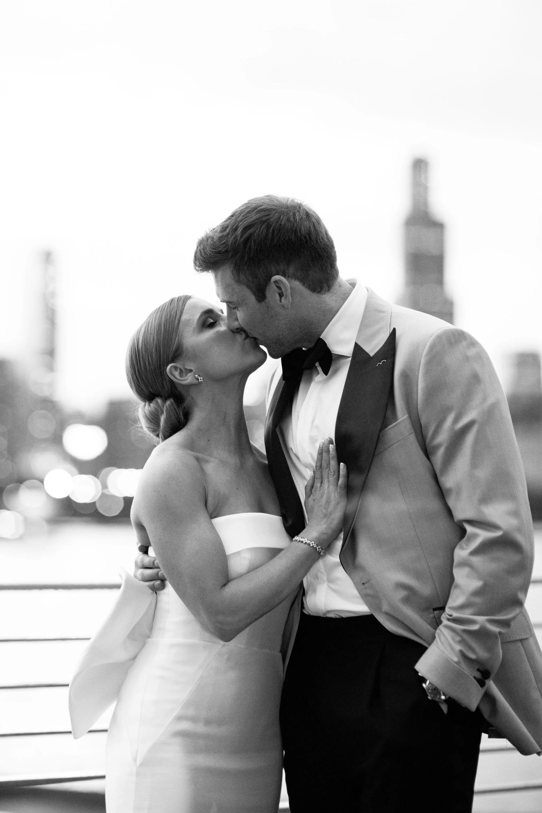 sunset portraits at adler planetarium wedding