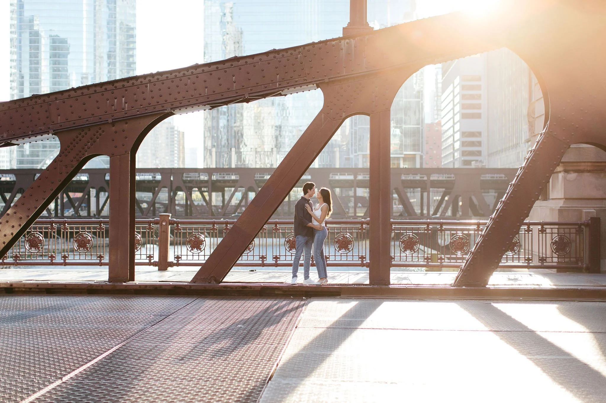 lasalle street bridge engagement photography