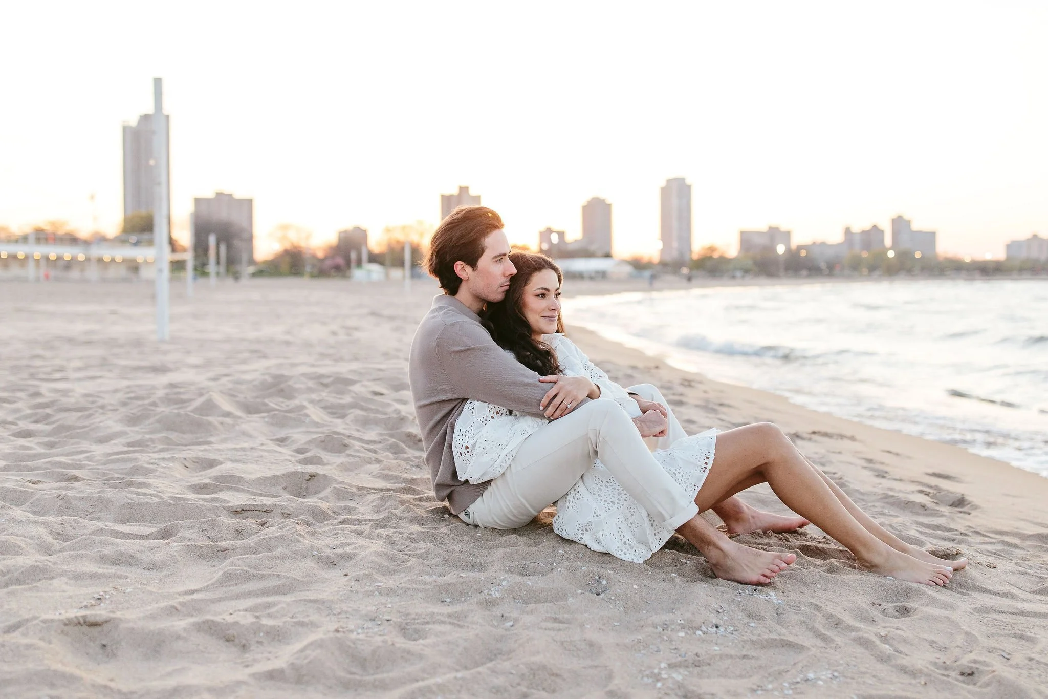 chicago beach engagement photos