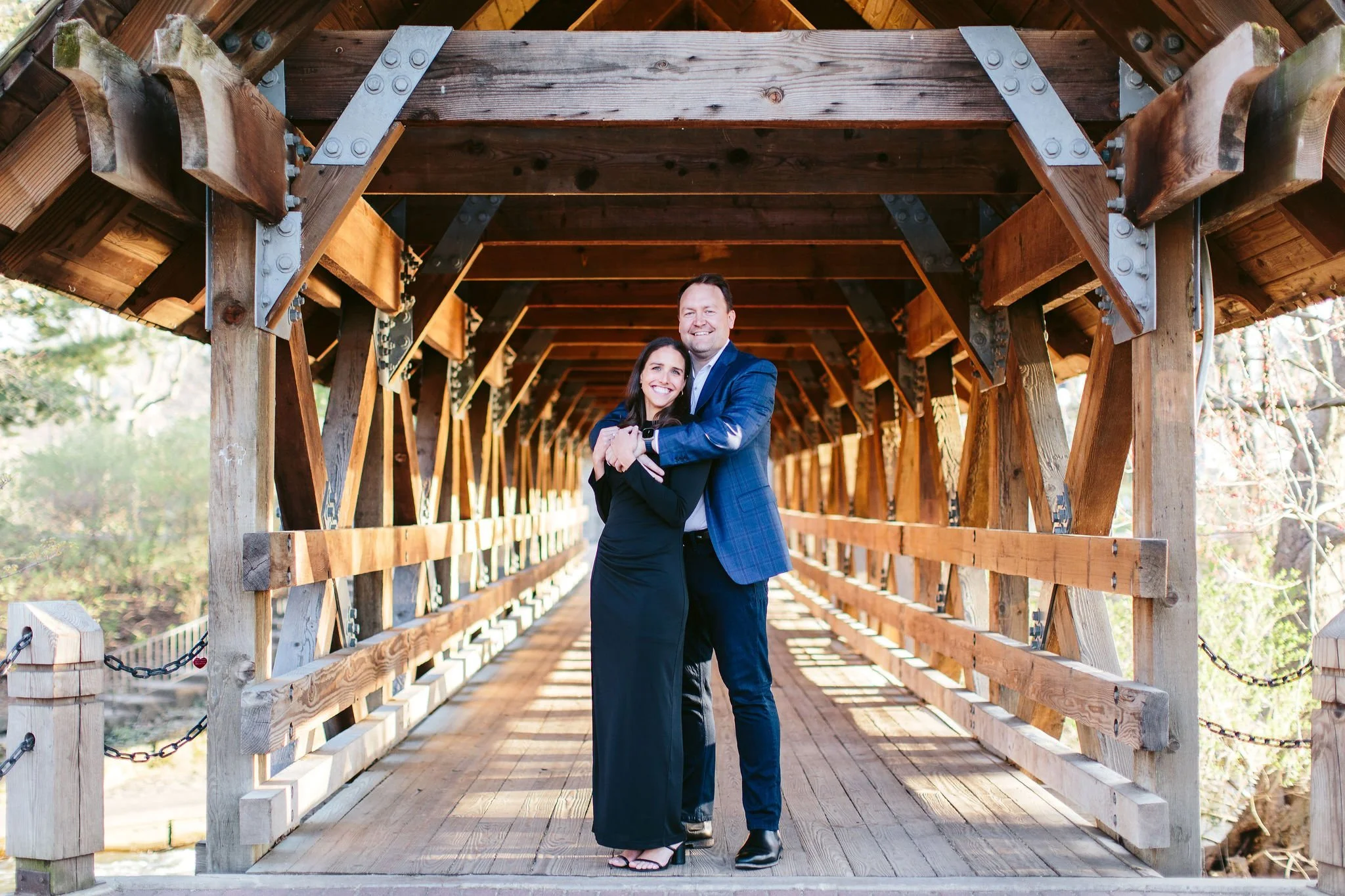 Naperville Riverwalk Bridge Engagement Photo
