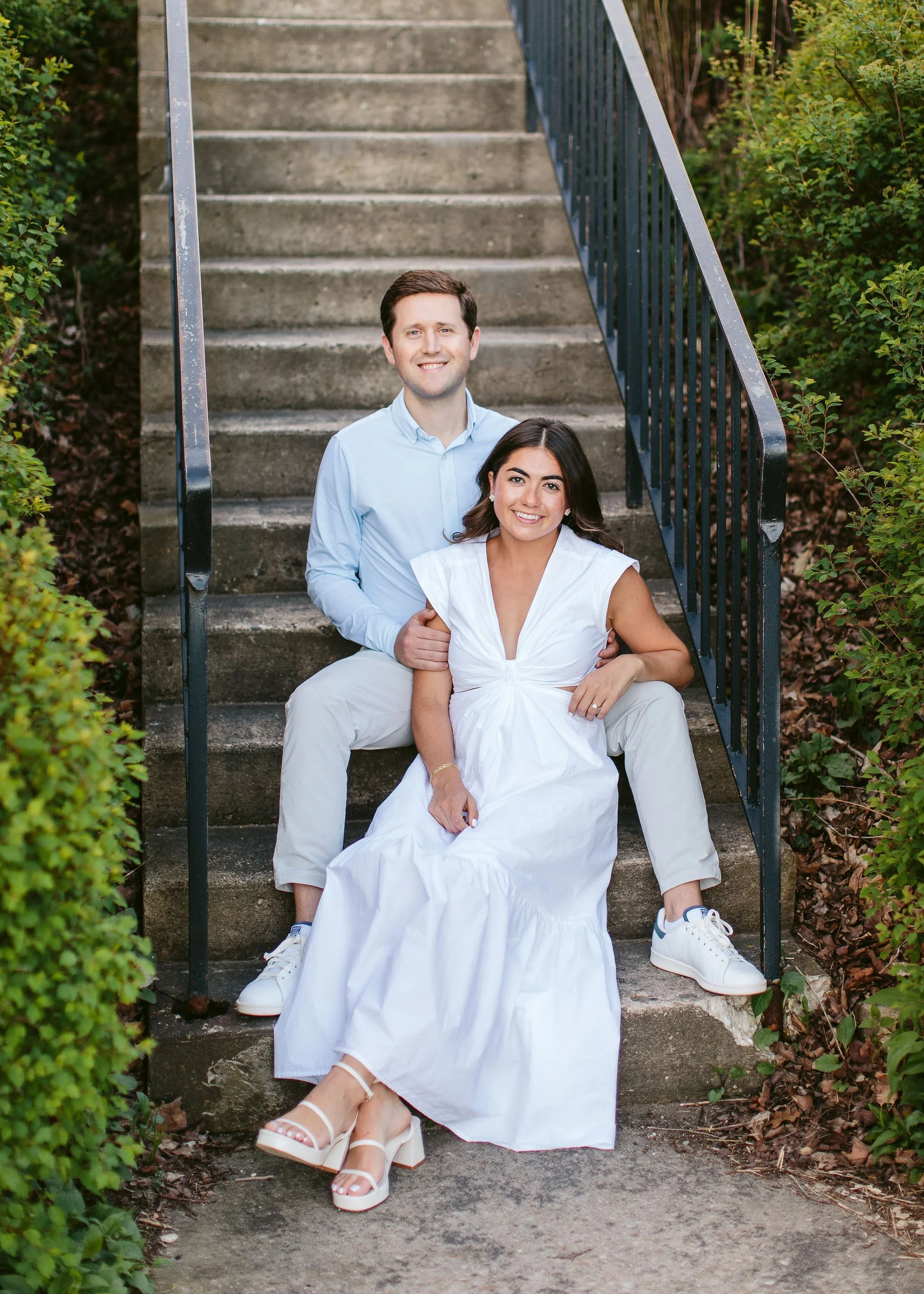 engagement photos on stairs