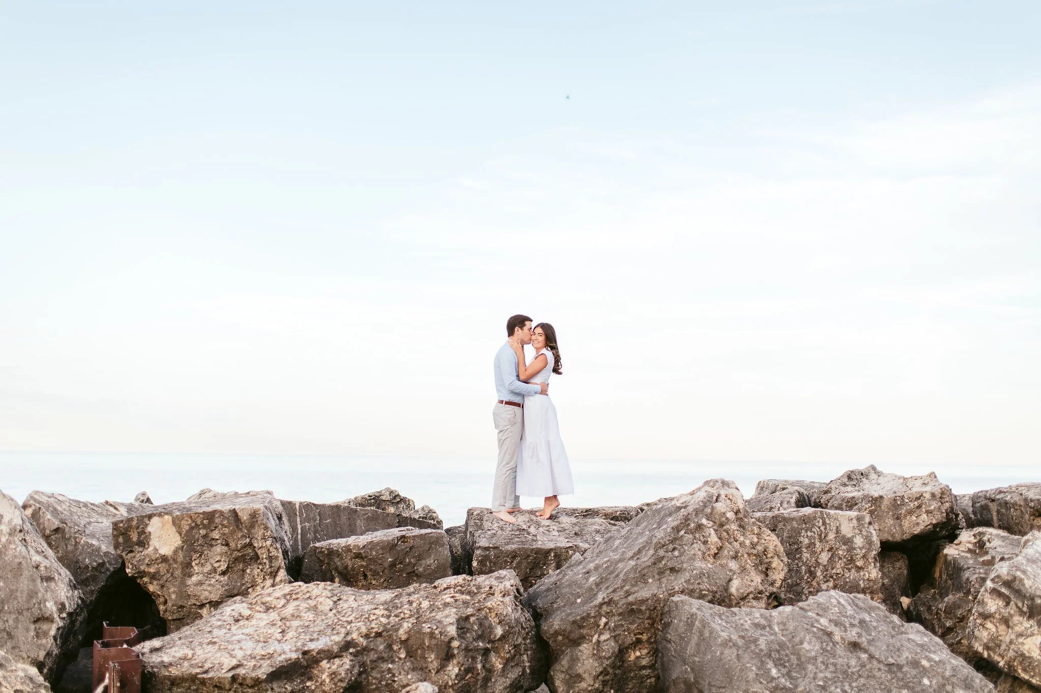 engagement session on lake michigan