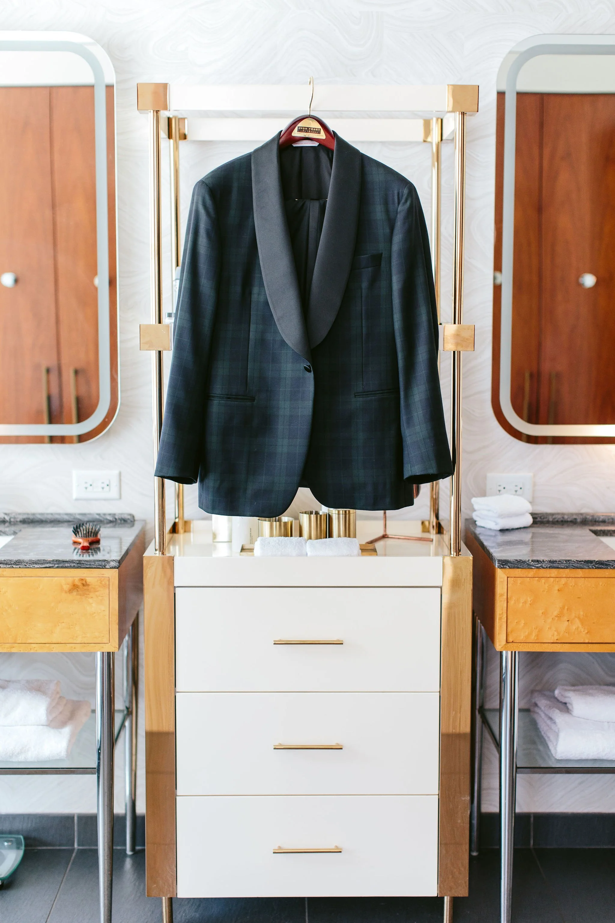groom suit hung up