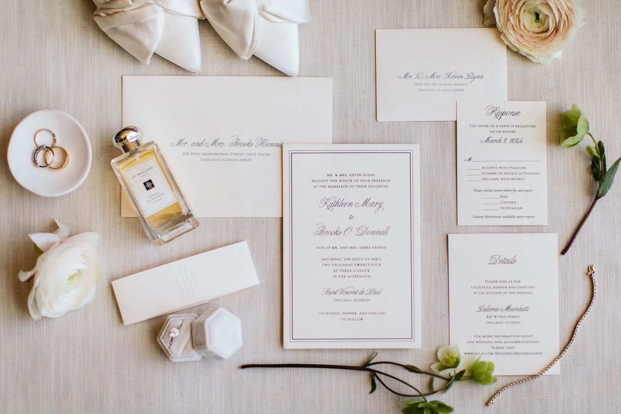 flat lay on wedding day