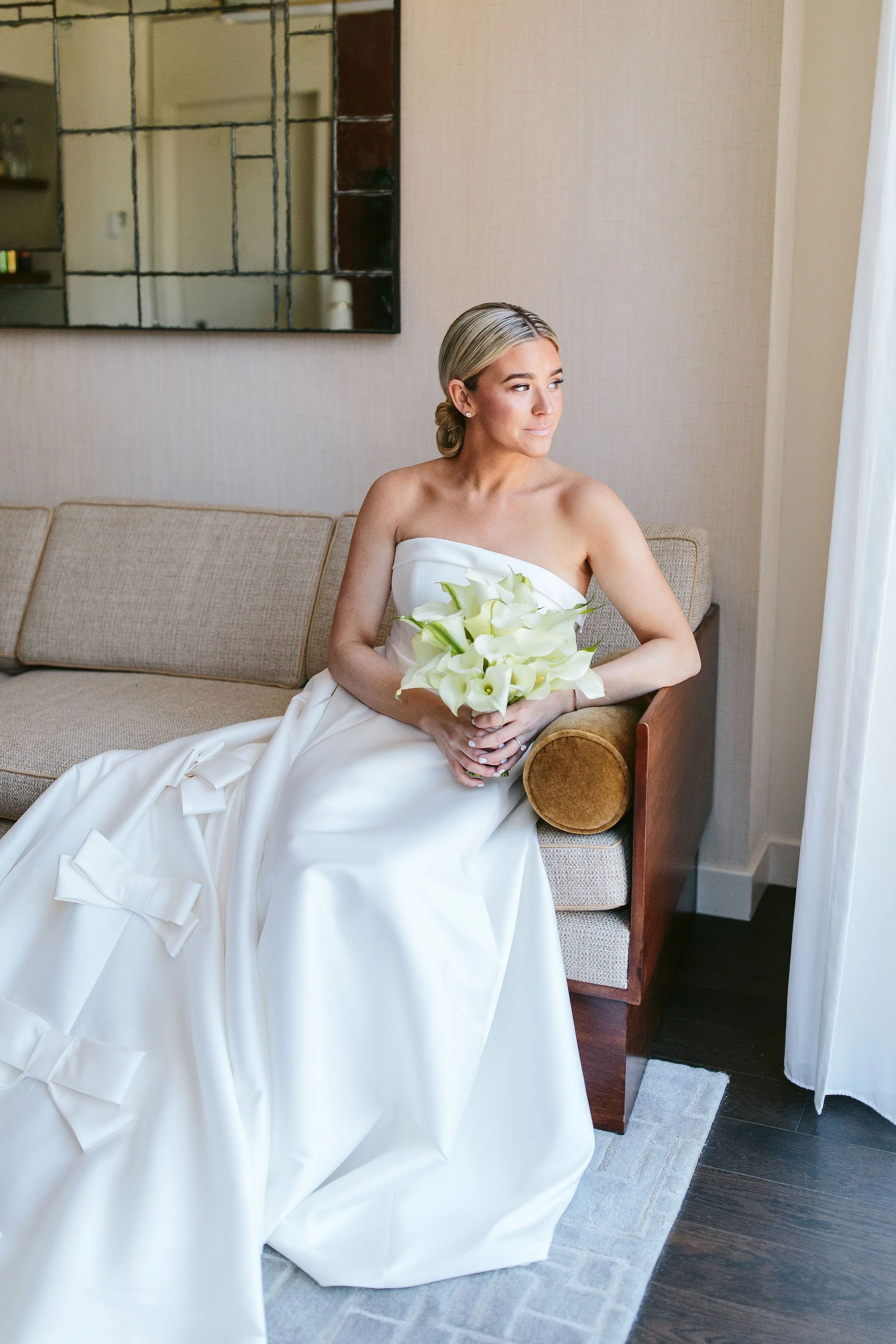 bride portait on couch