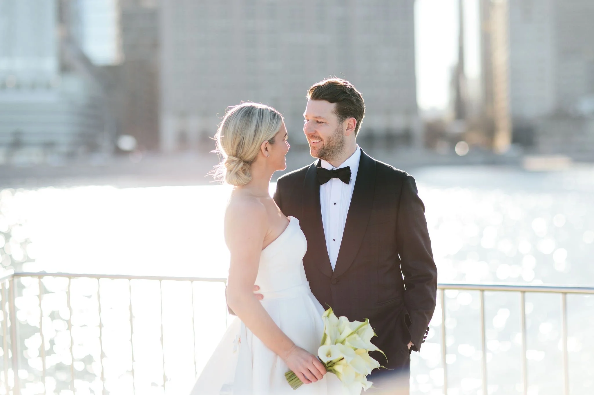 bride and groom at olive park