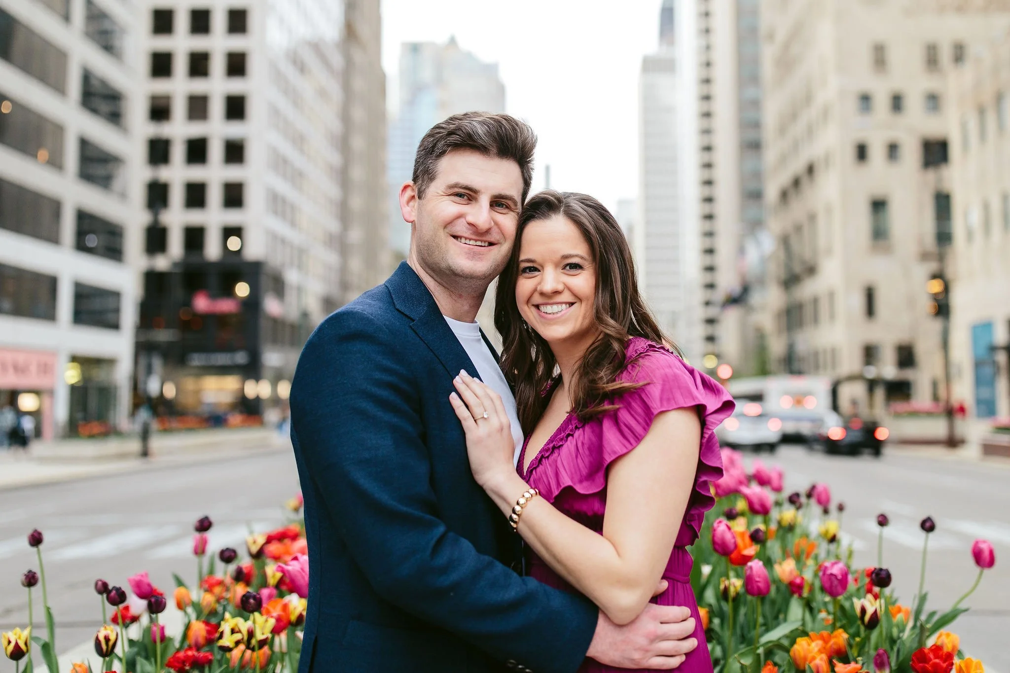 chicago engagement session on street