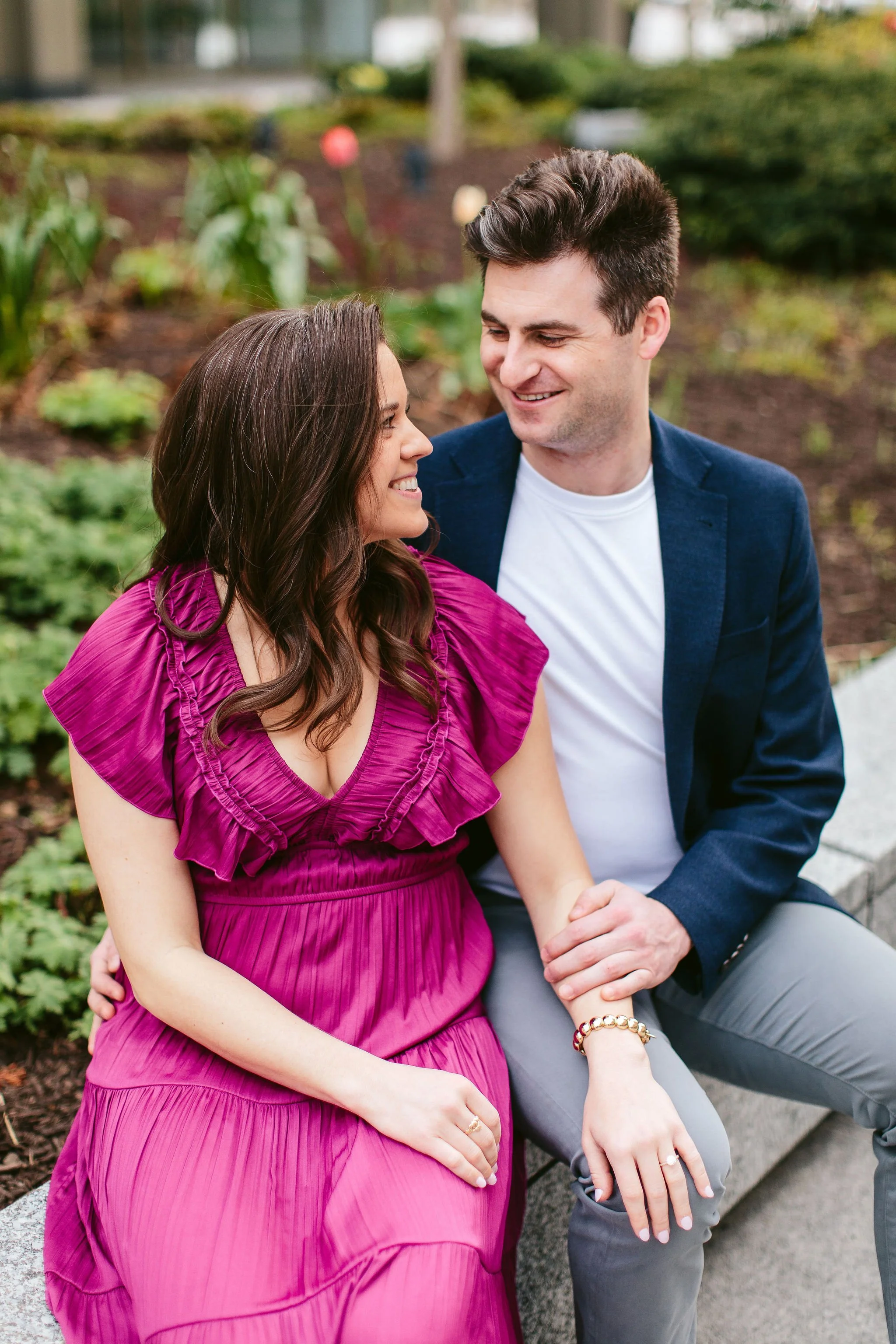 chicago engagement session on the riverwalk