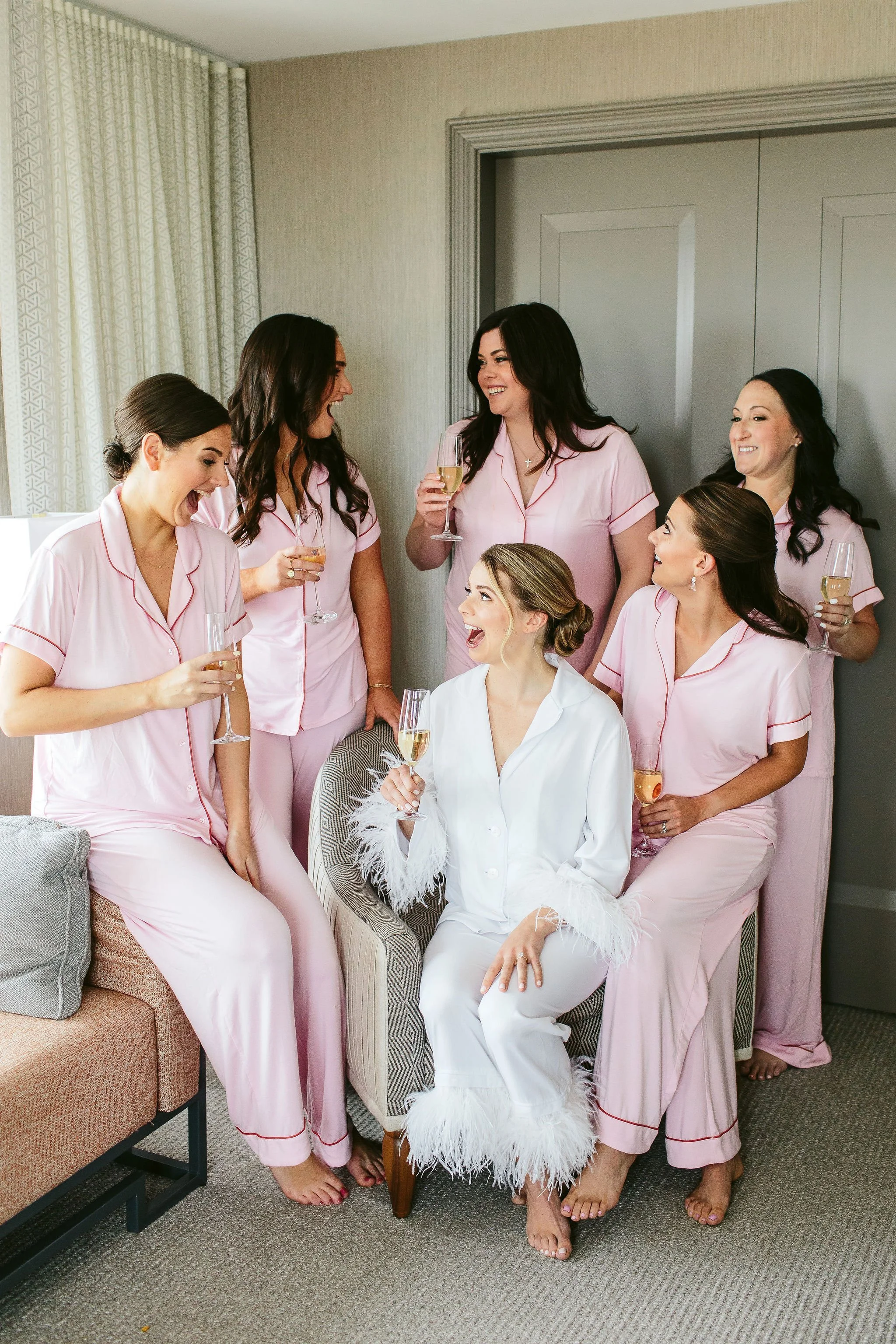 pink pajames for bridesmaids