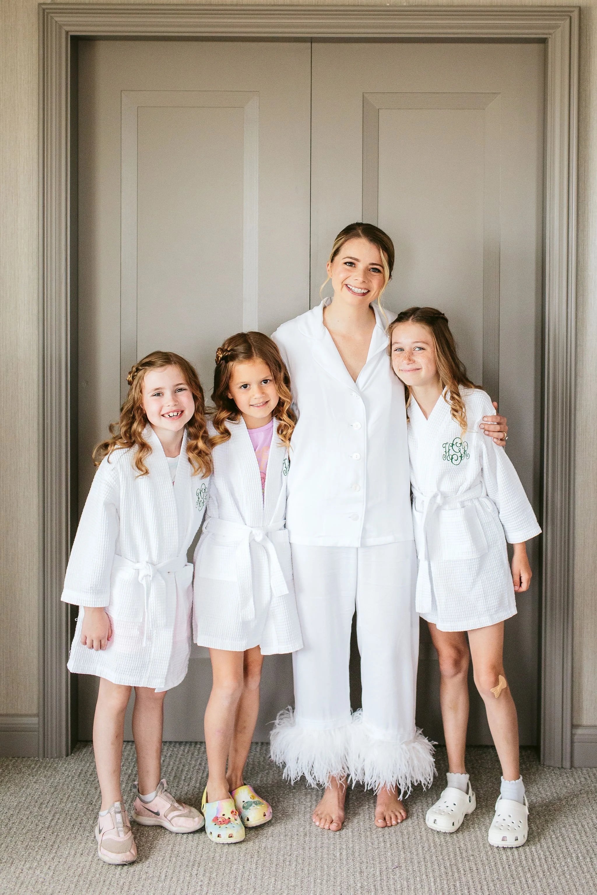 bride with flower girls at chicago wedding