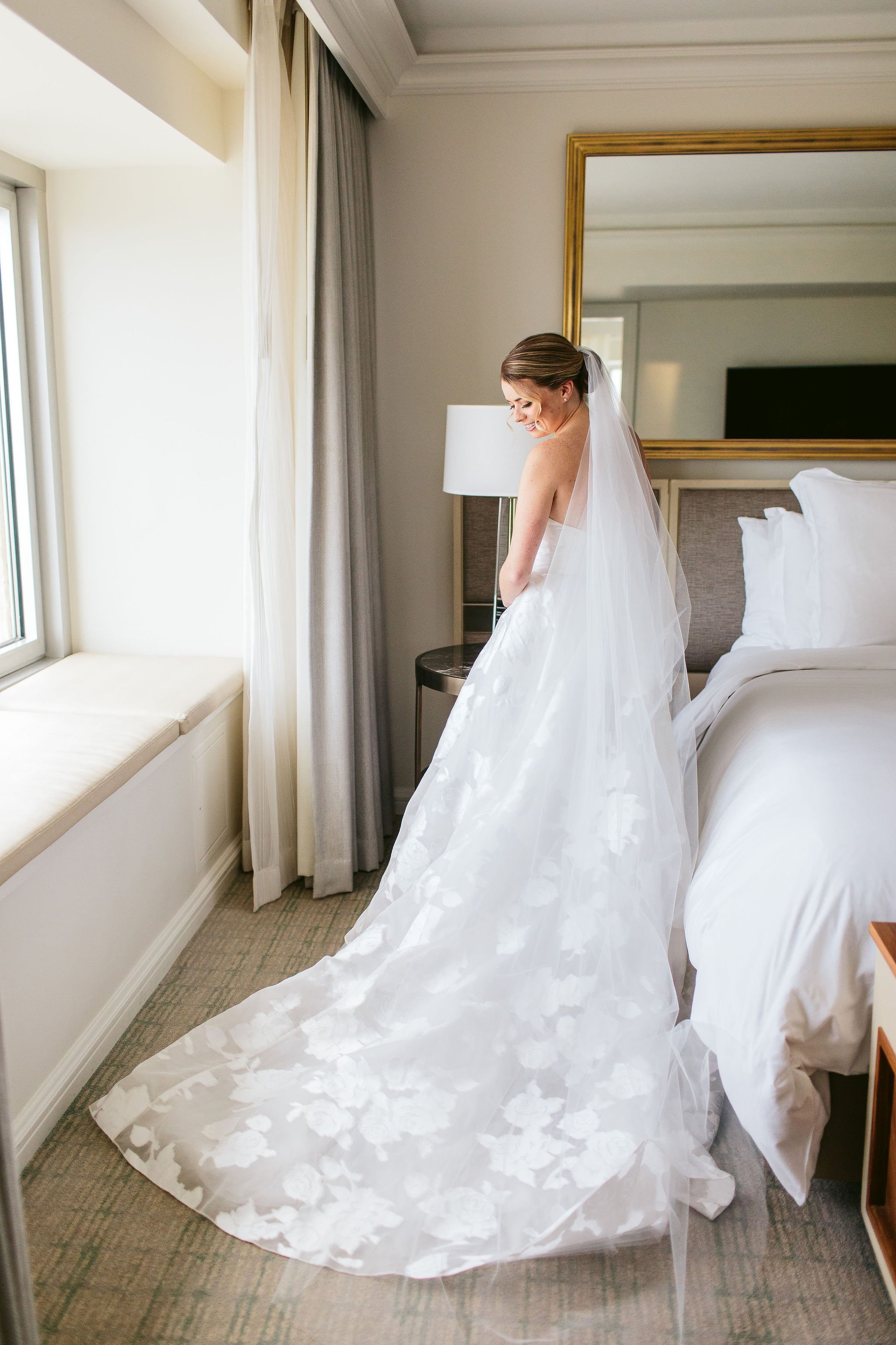 bridal portrait in hotel room