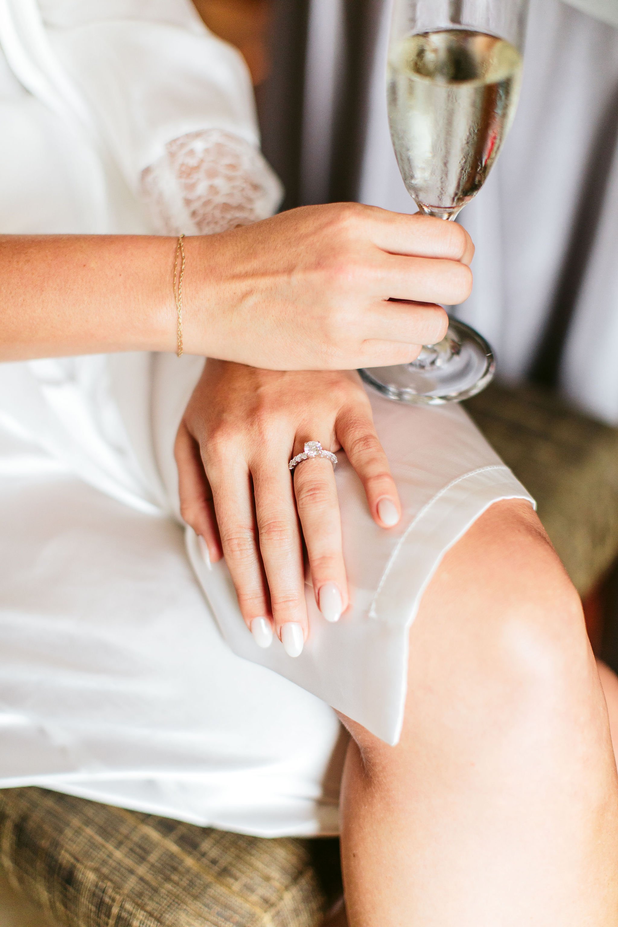 wedding ring and champagne