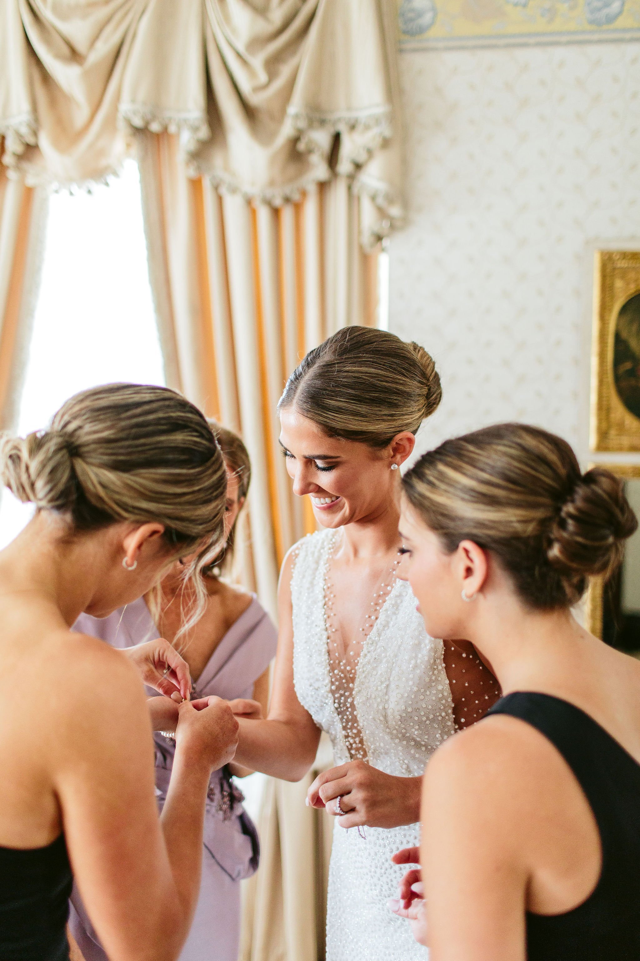 bride getting ready at the drake