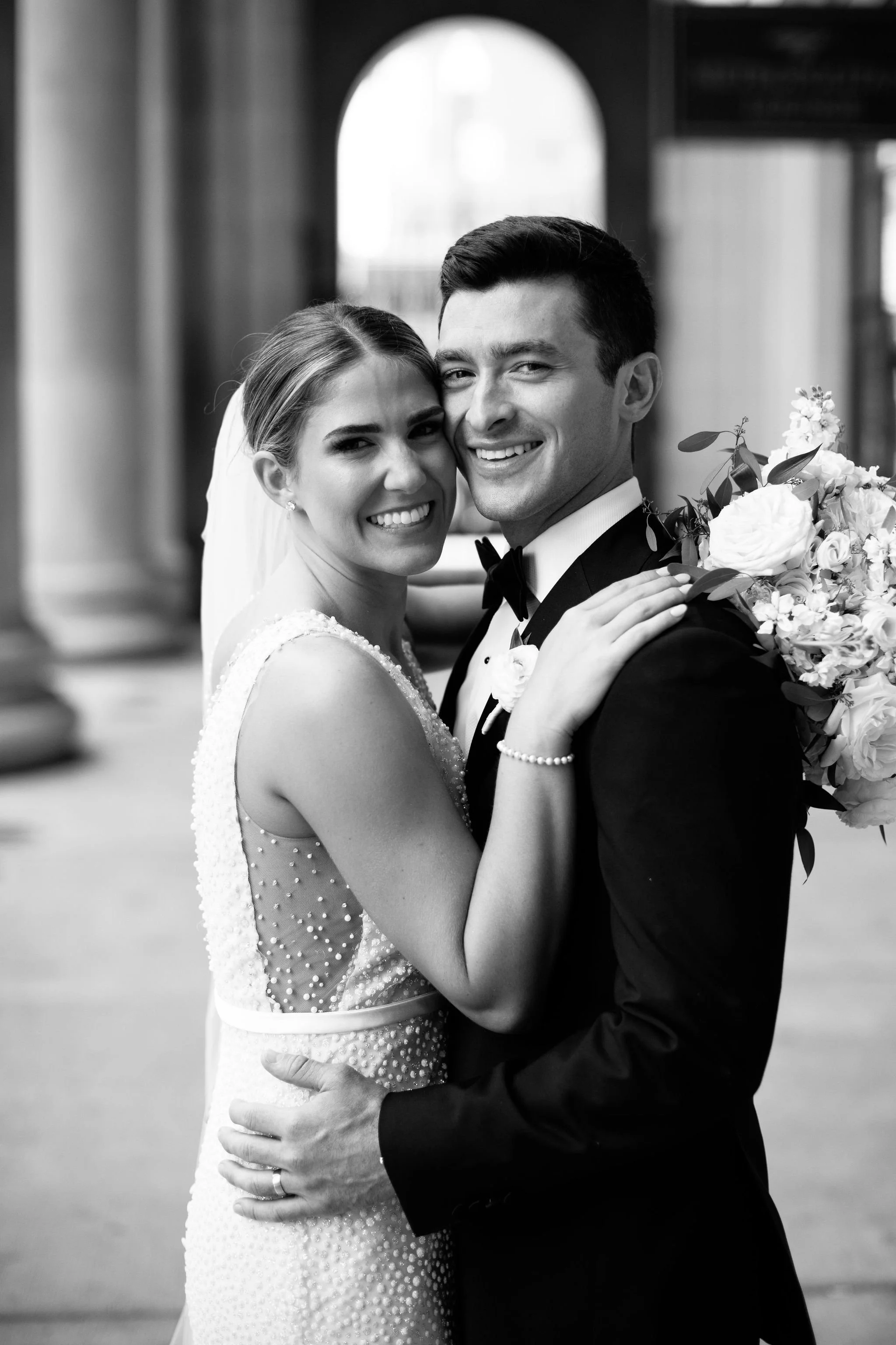 classic wedding portrait at union station chicago