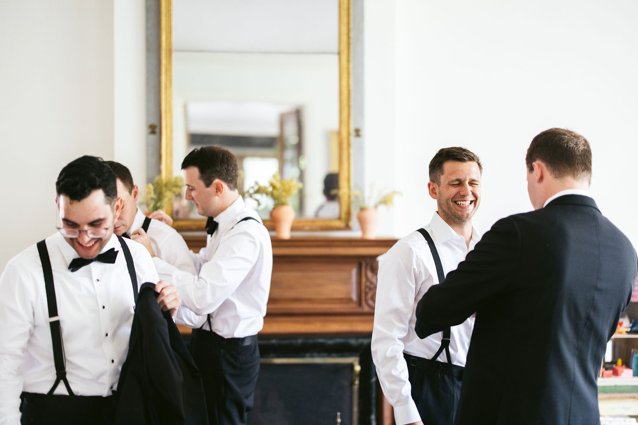 groomsmen getting ready for Indian Hill Club wedding