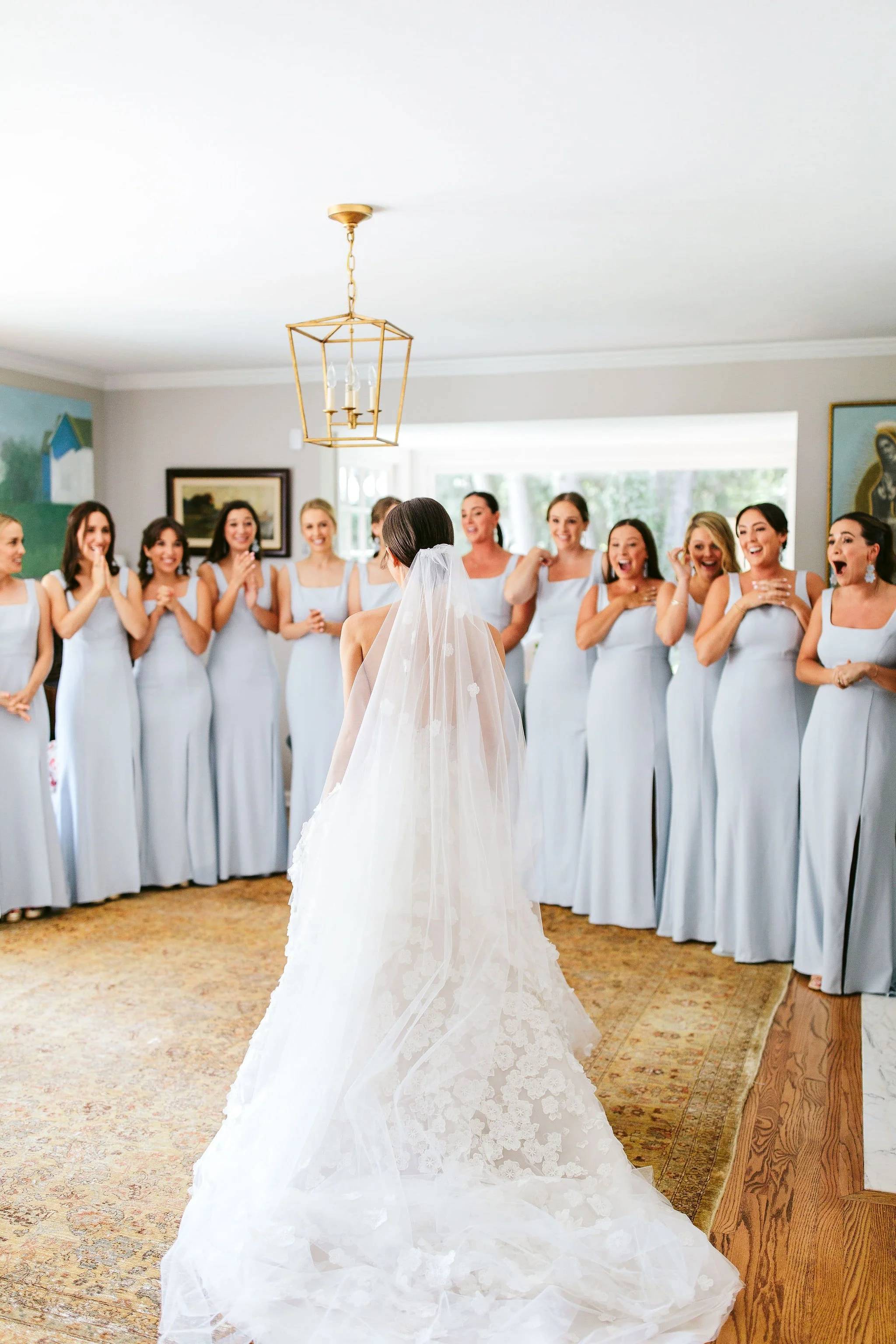 first look with bridesmaids at chicago wedding