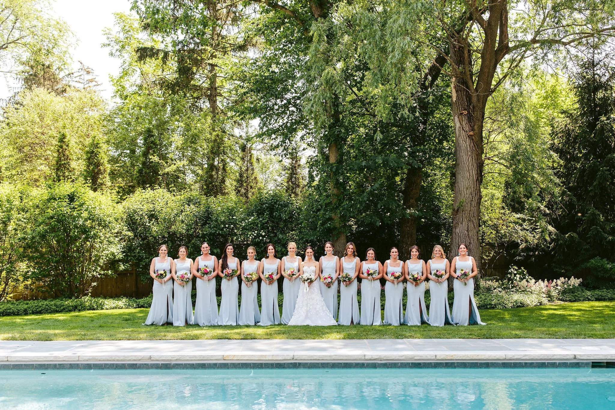bridesmaid photo by pool winnekta wedding