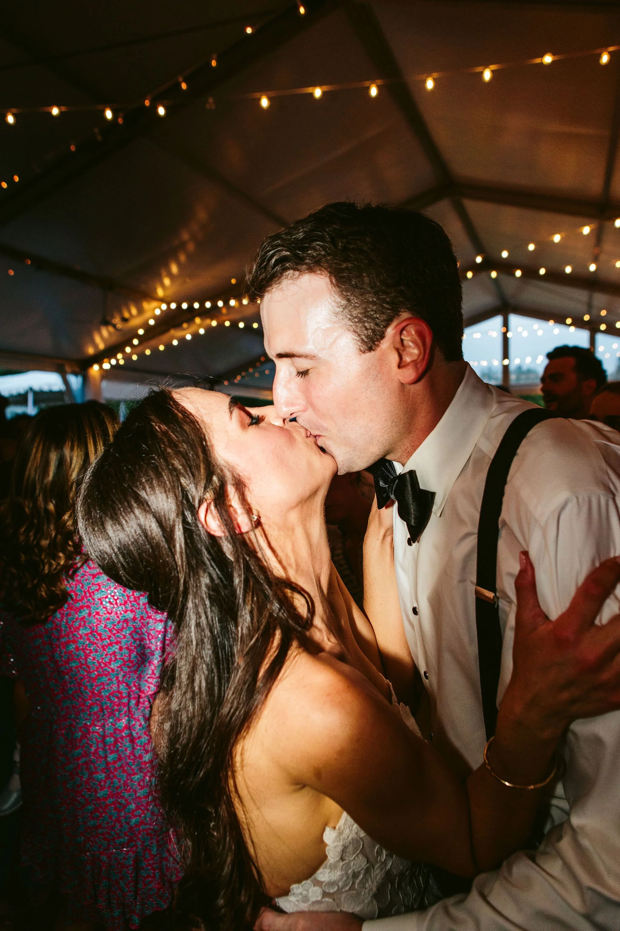bride and groom at reception at Indian Hill Club