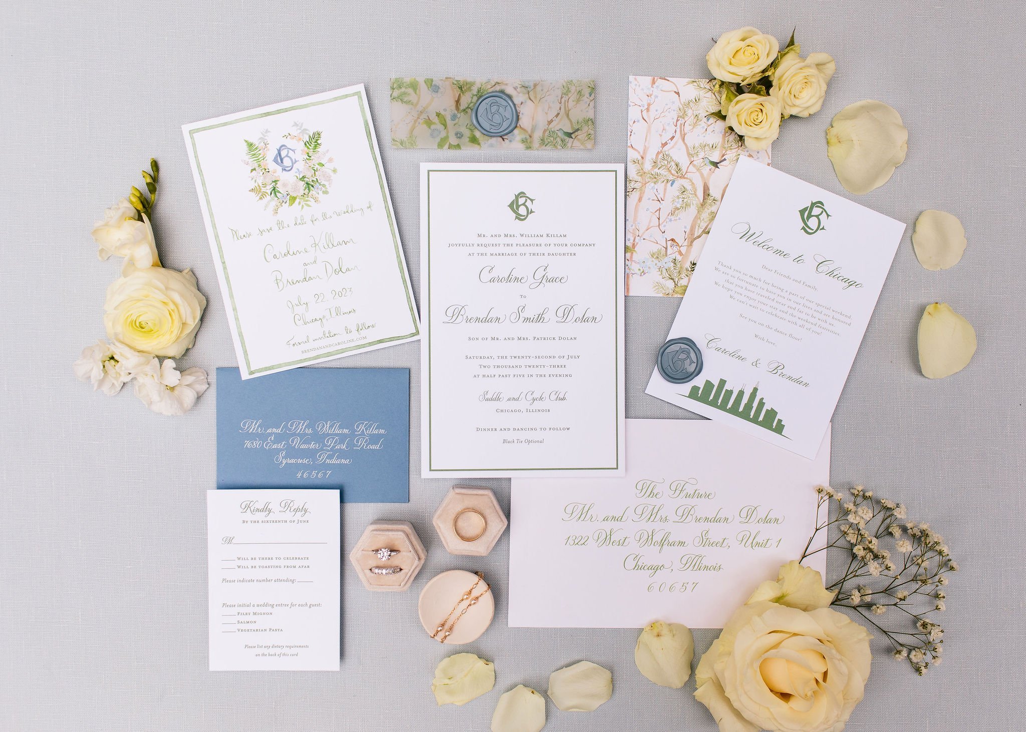 blue and white wedding invitations