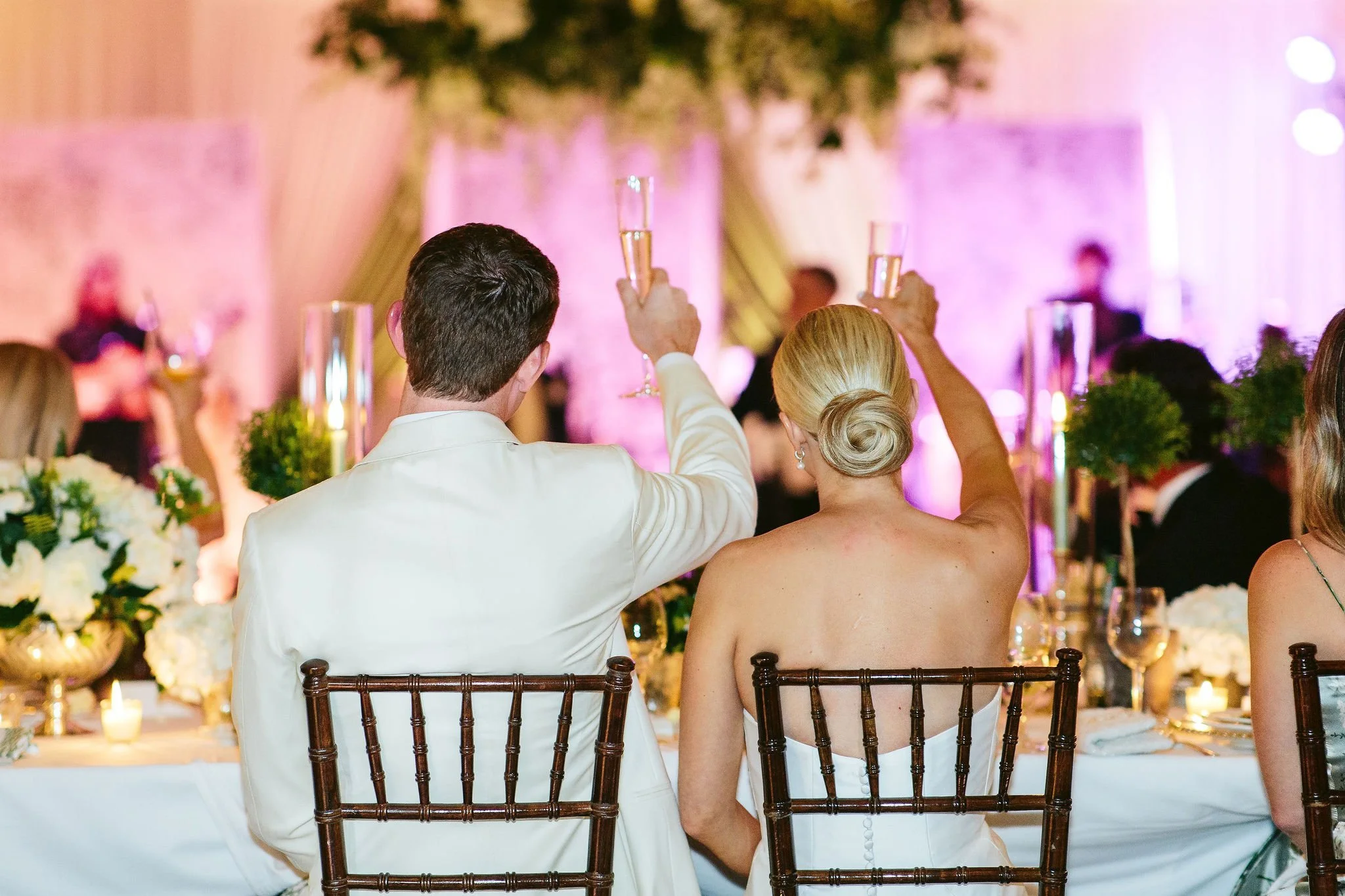 bride and groom at chicago wedding reception