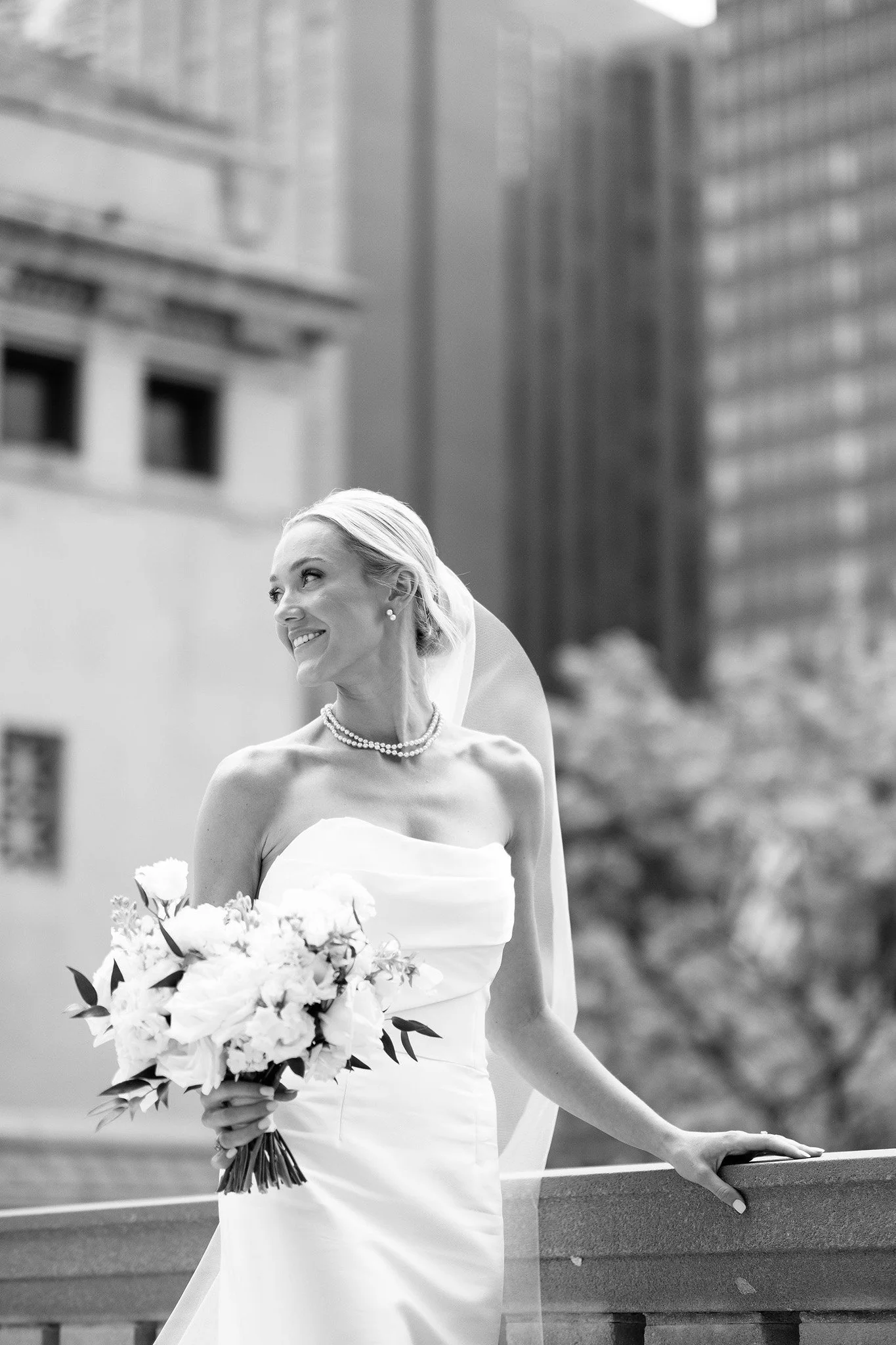 bride at Wrigley Building