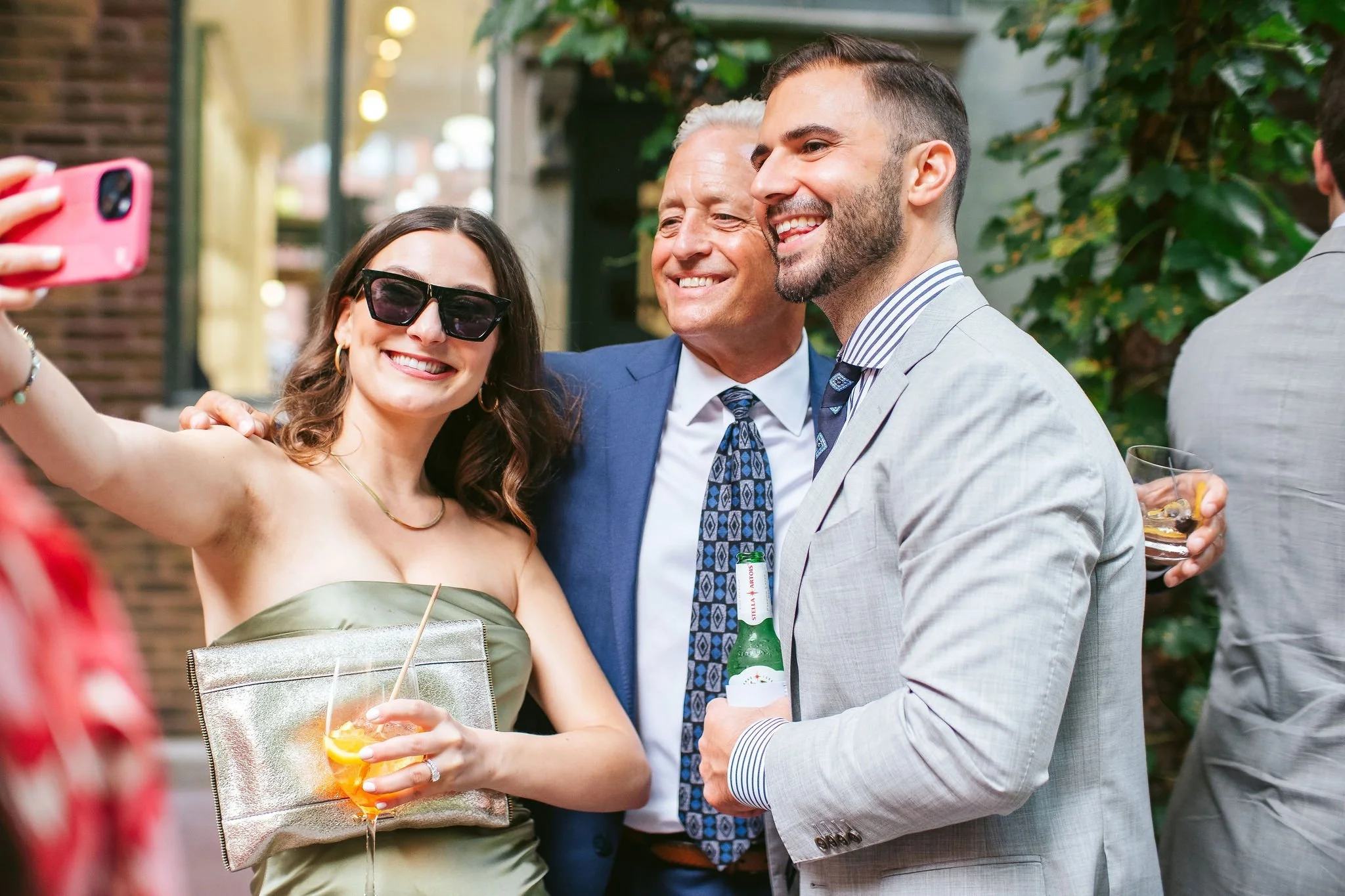 cocktail hour candid at chicago wedding
