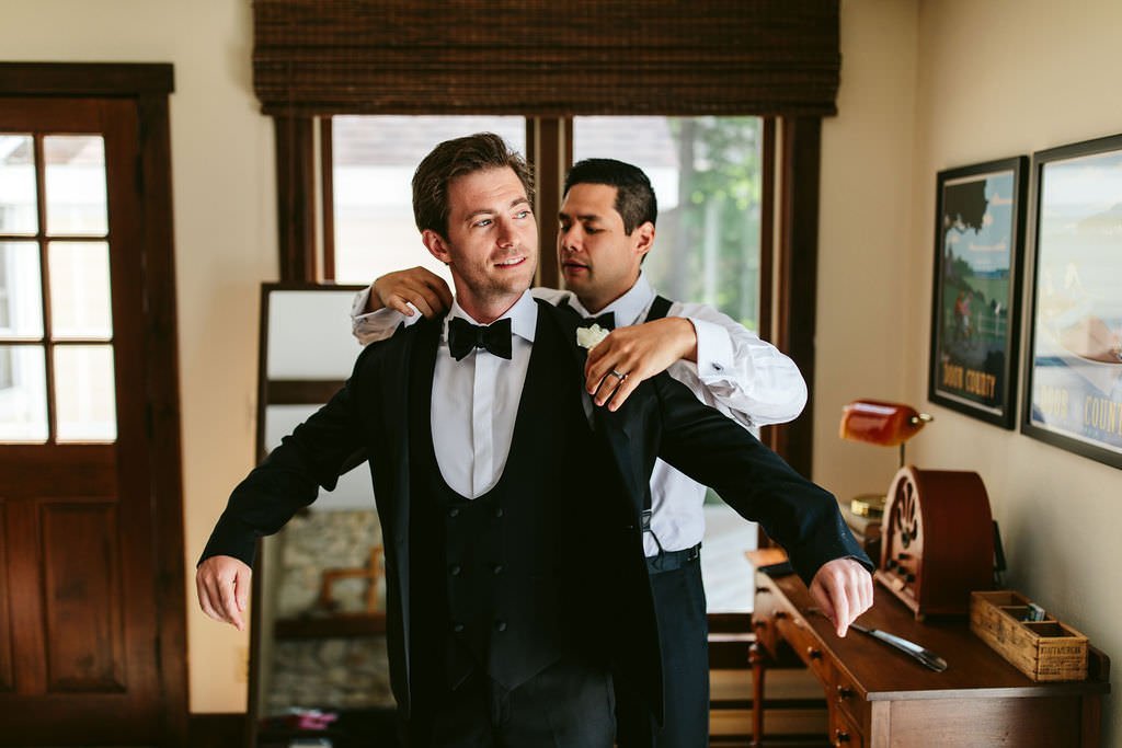 groom getting ready in home