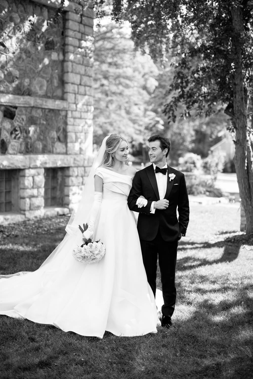 bride and groom portrait in door county