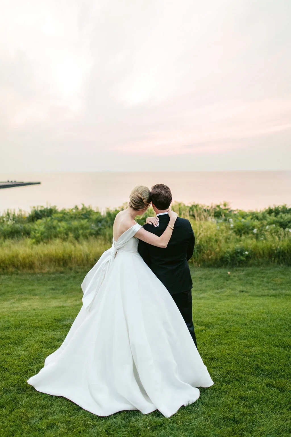 sunset photo at door county wedding