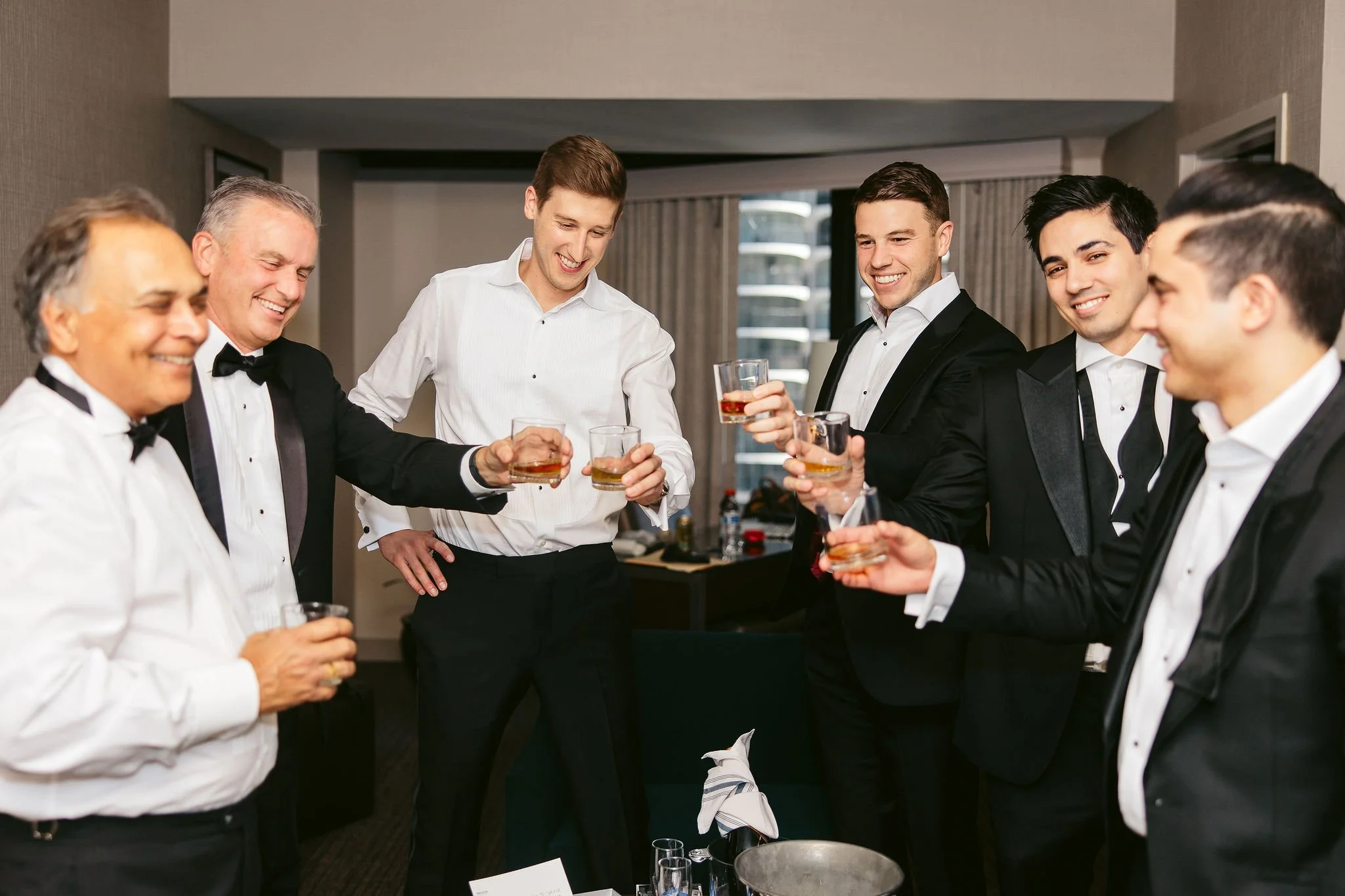 groomsmen getting ready for wedding