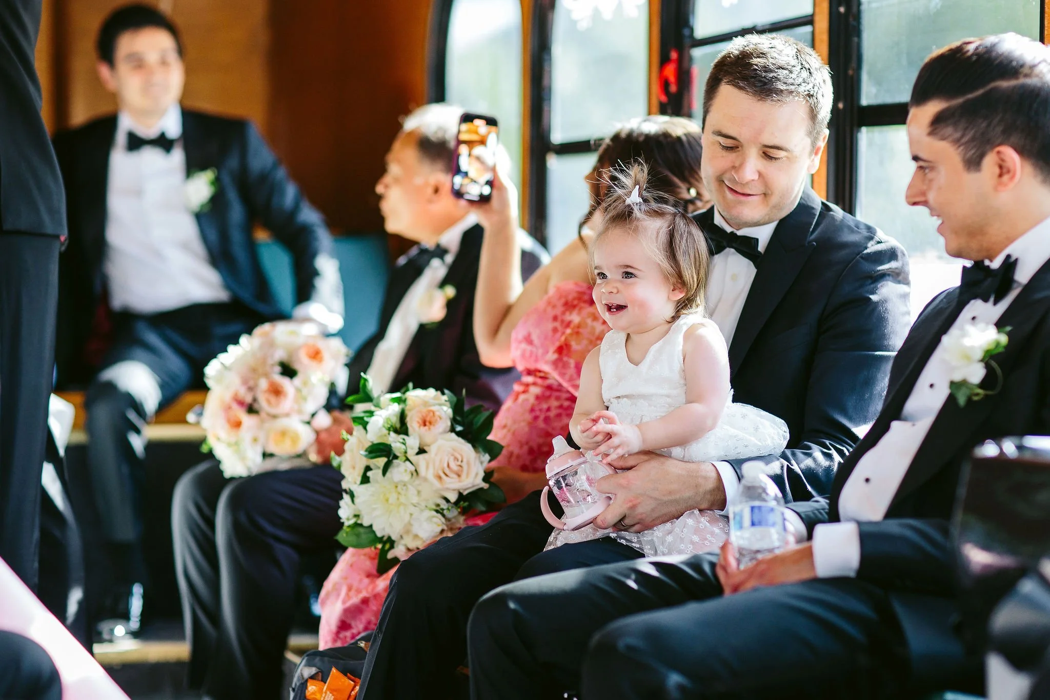 flower girl on trolley