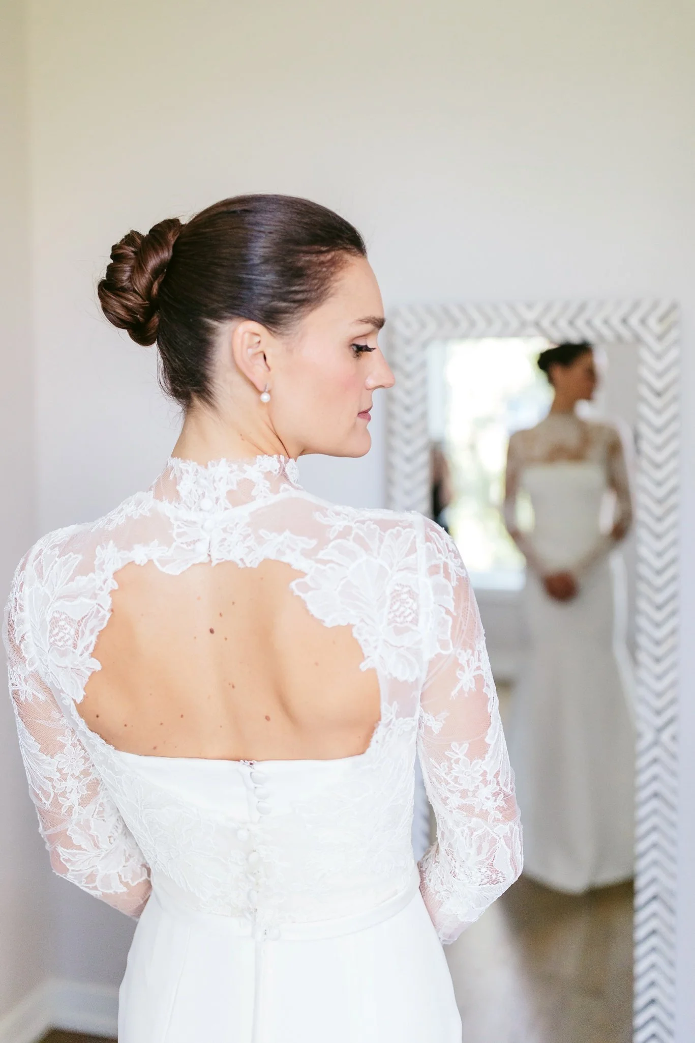 bride after putting on dress