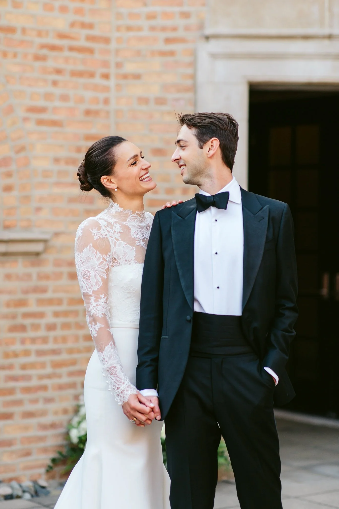 bride and groom portrait at revel motor row