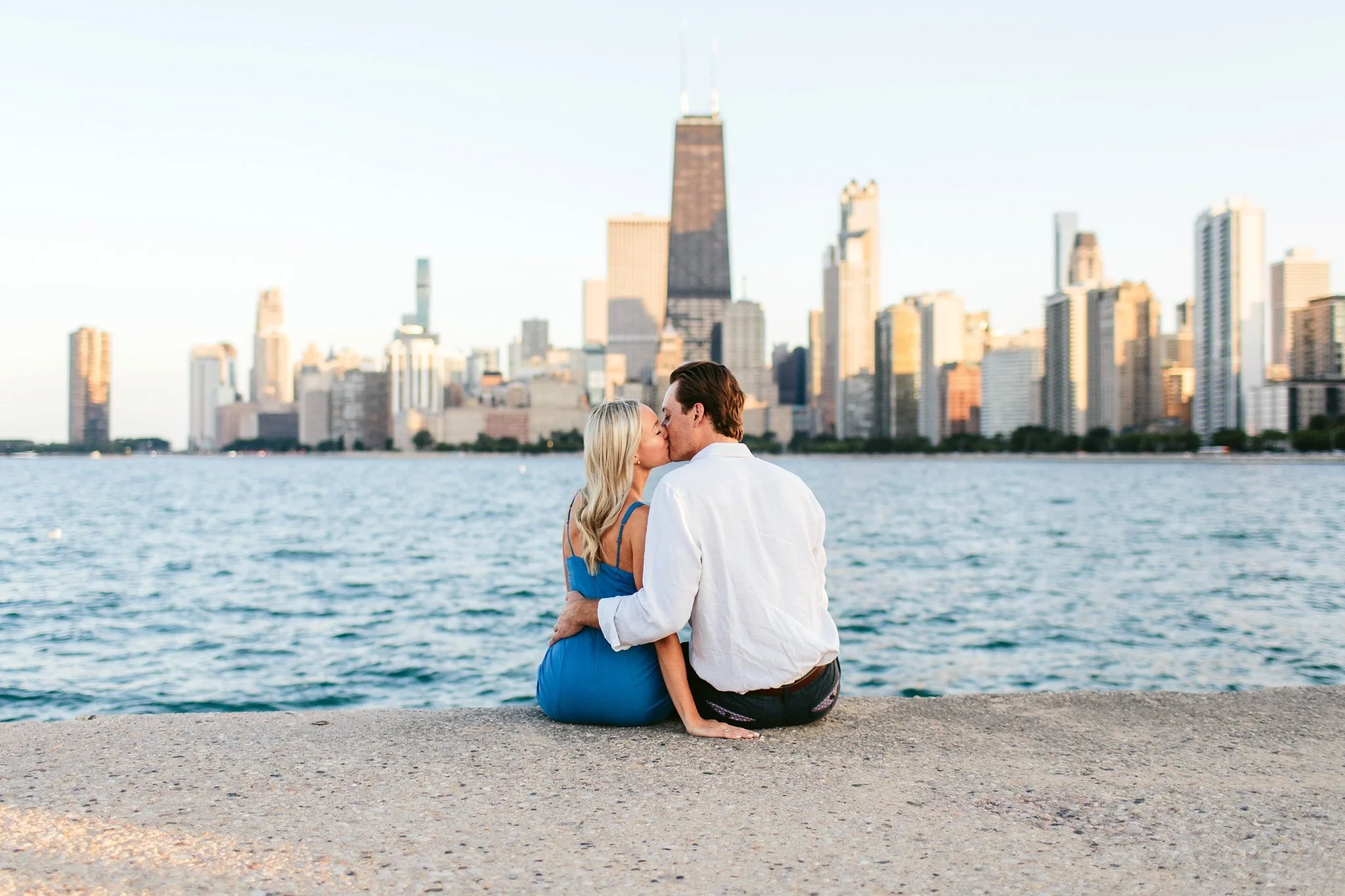 Caroline &amp; Tommy, Golden Light Engagement Session at North Ave Beach