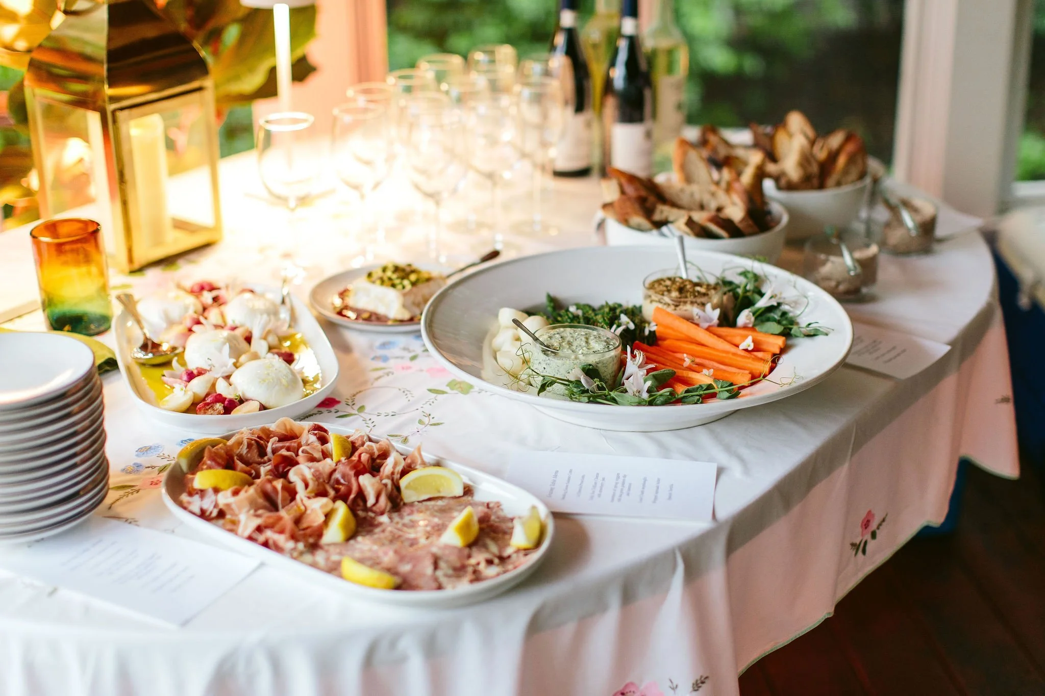 wedding food at backyard wedding