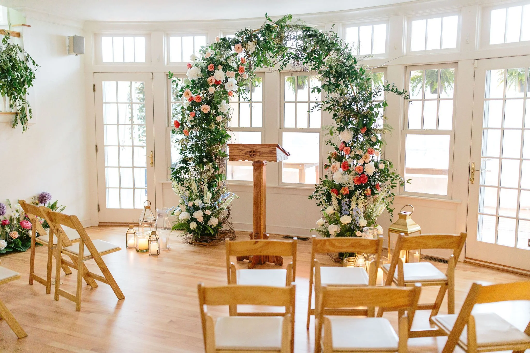 indoor ceremony for at-home wedding
